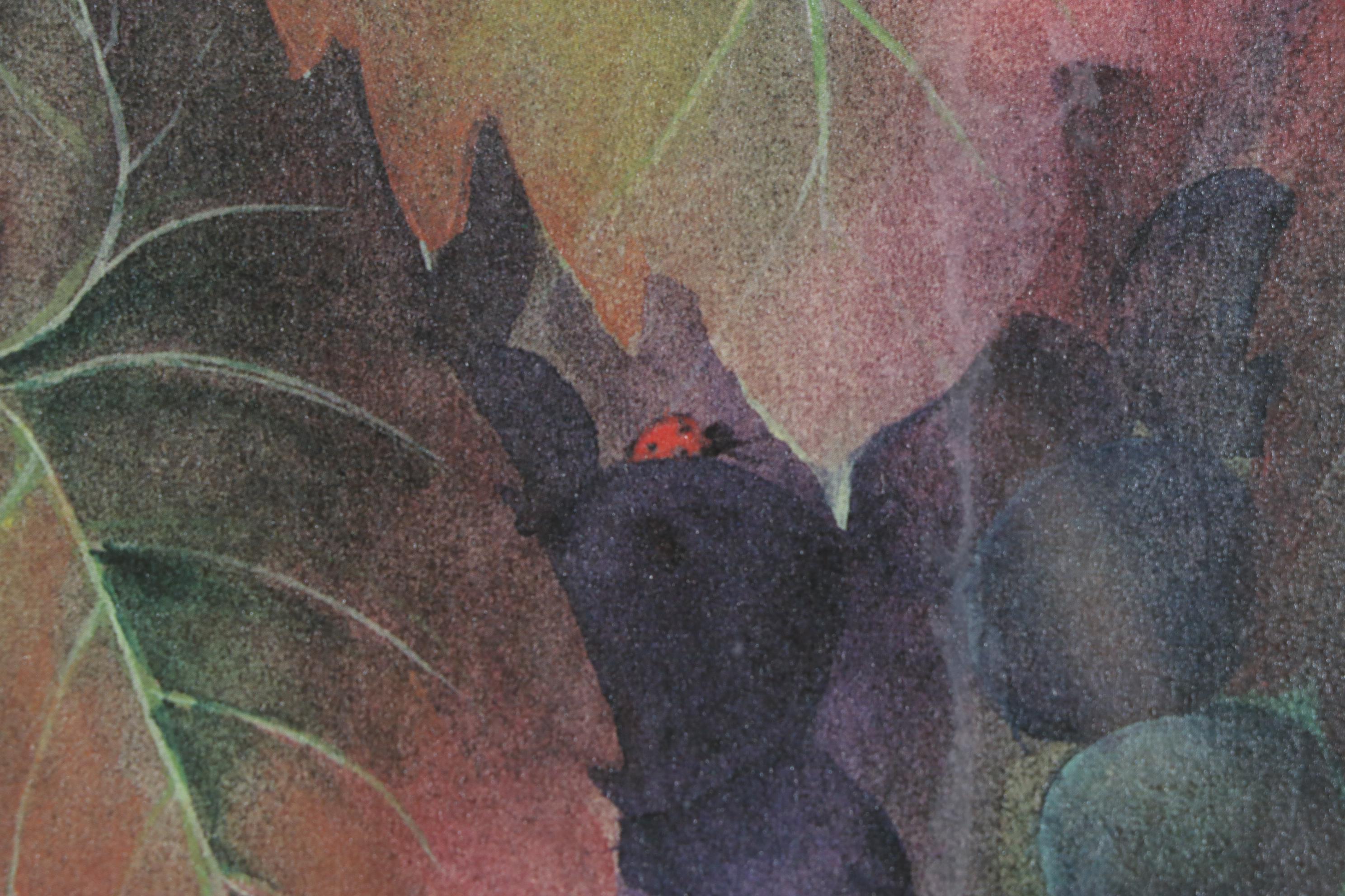 Offset Lithograph after Janice Sumler of Grapes with Inspirational Text