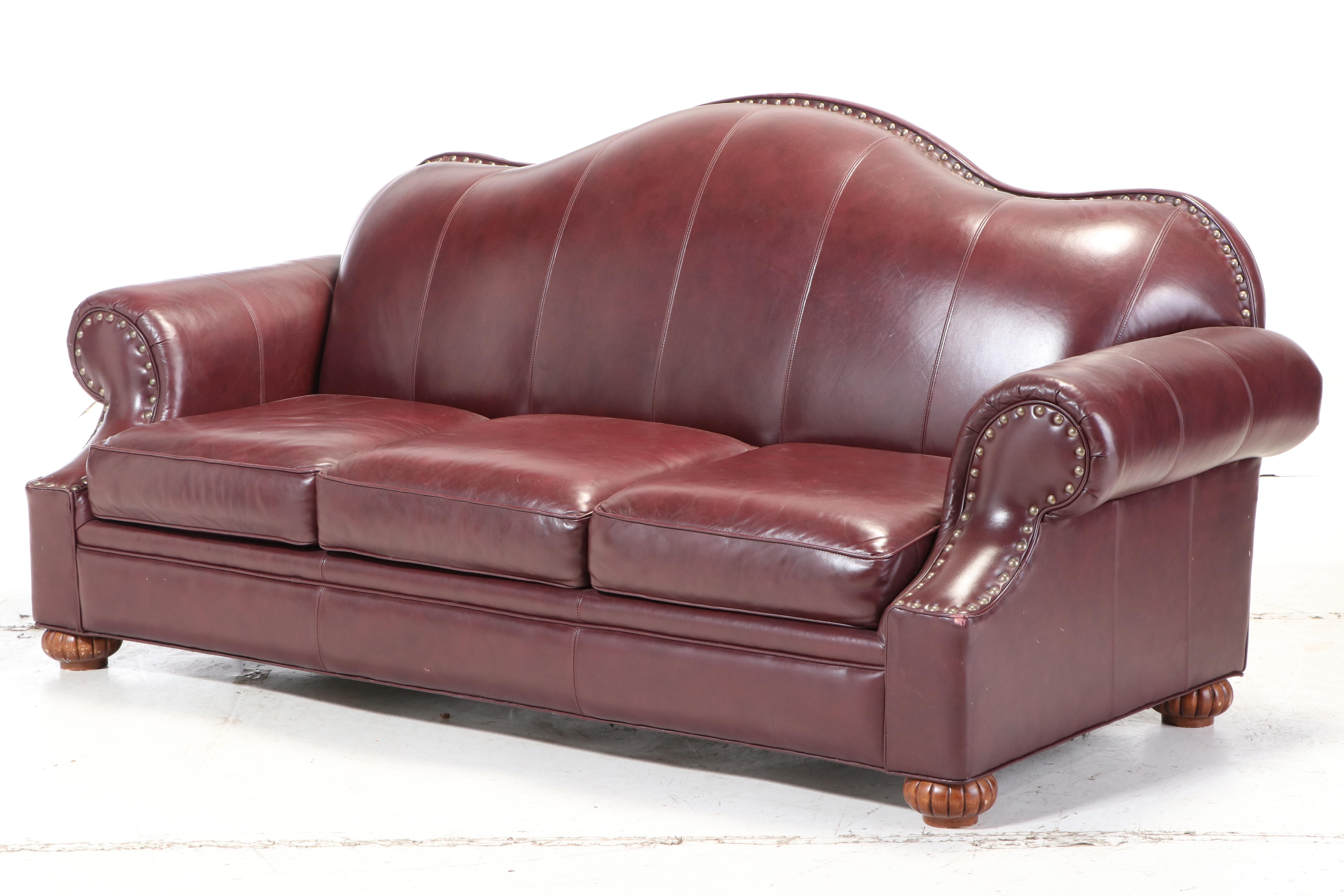 Bob Timberlake Three-Seat  Leather Sofa with Nailhead Trim