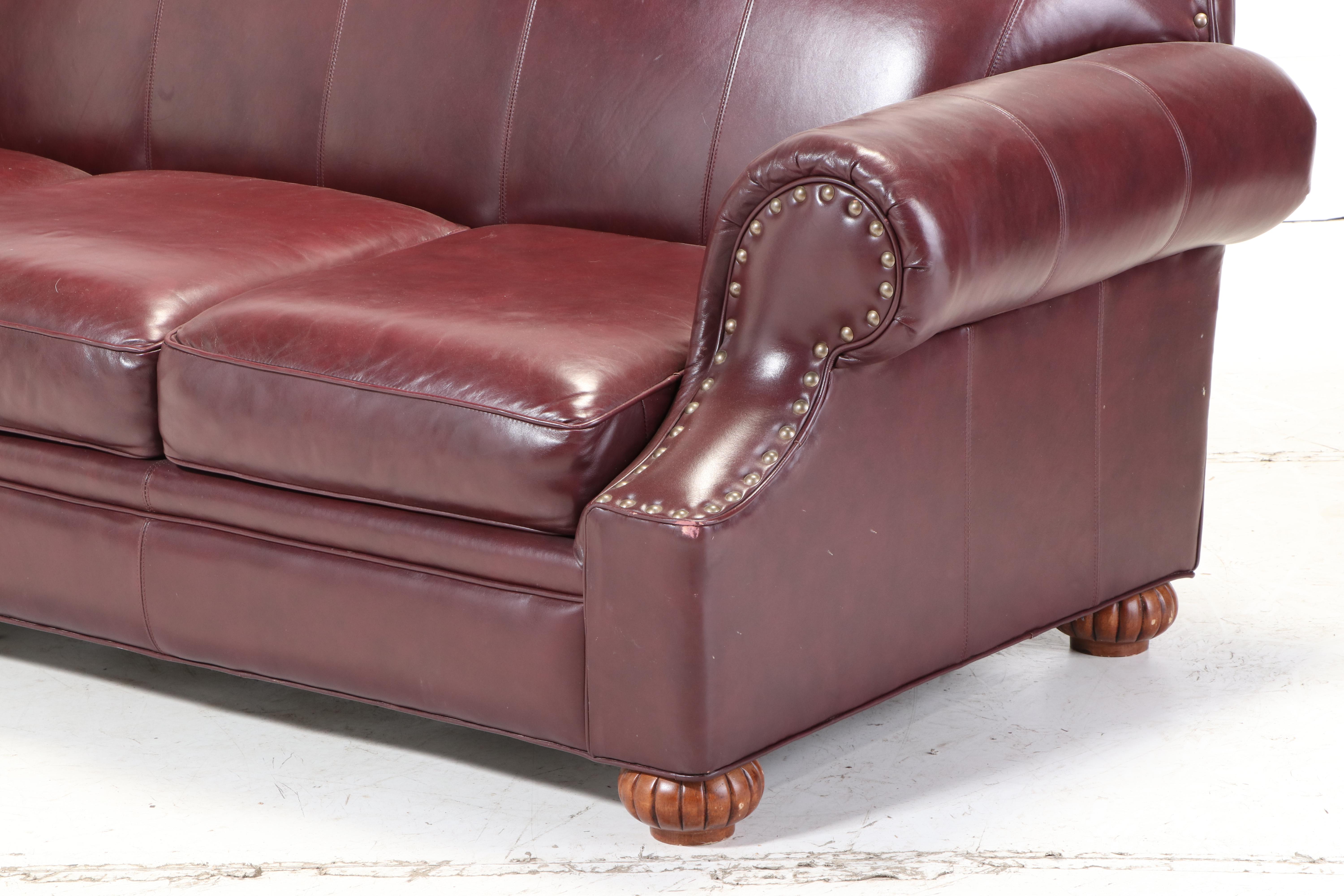 Bob Timberlake Three-Seat  Leather Sofa with Nailhead Trim