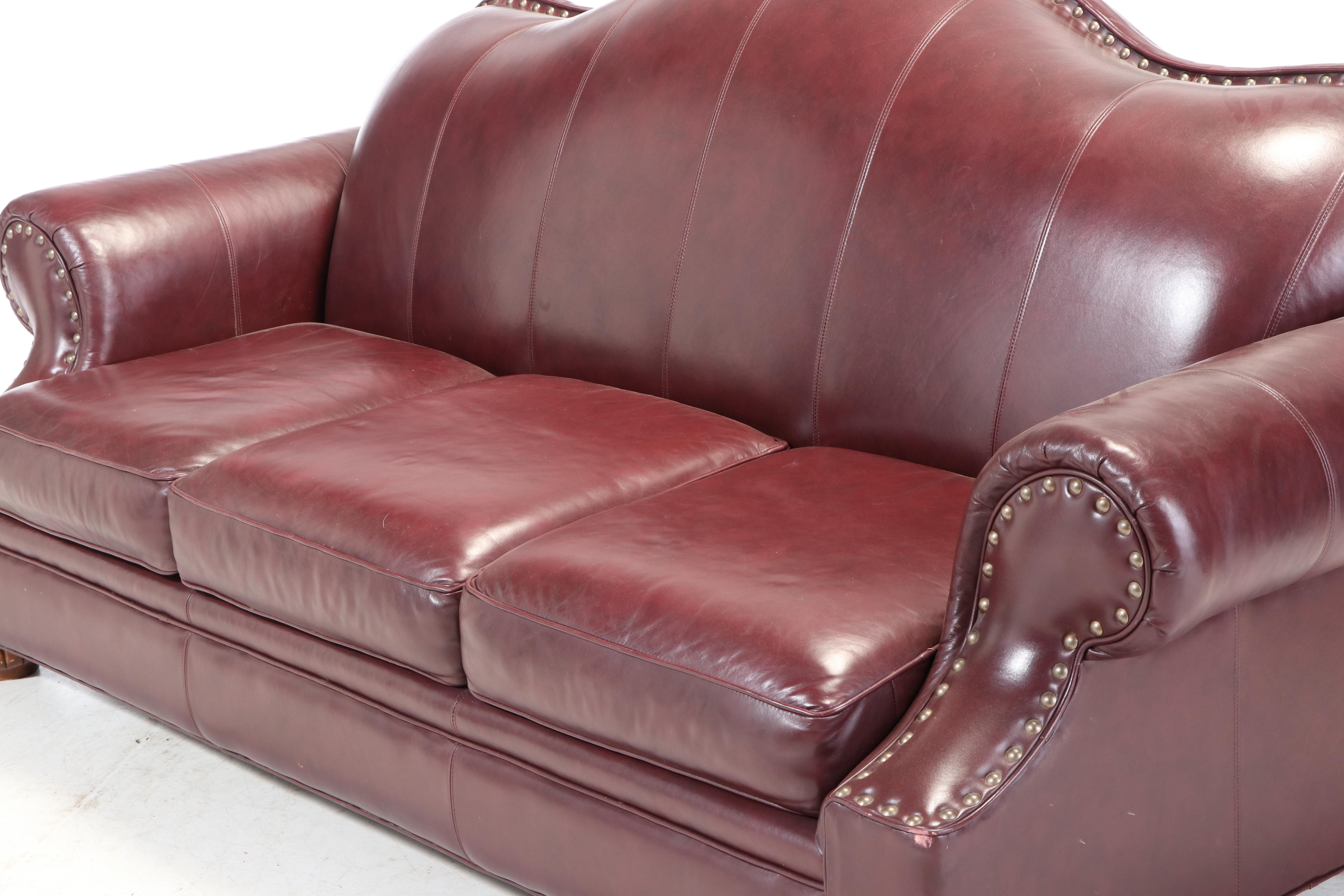Bob Timberlake Three-Seat  Leather Sofa with Nailhead Trim