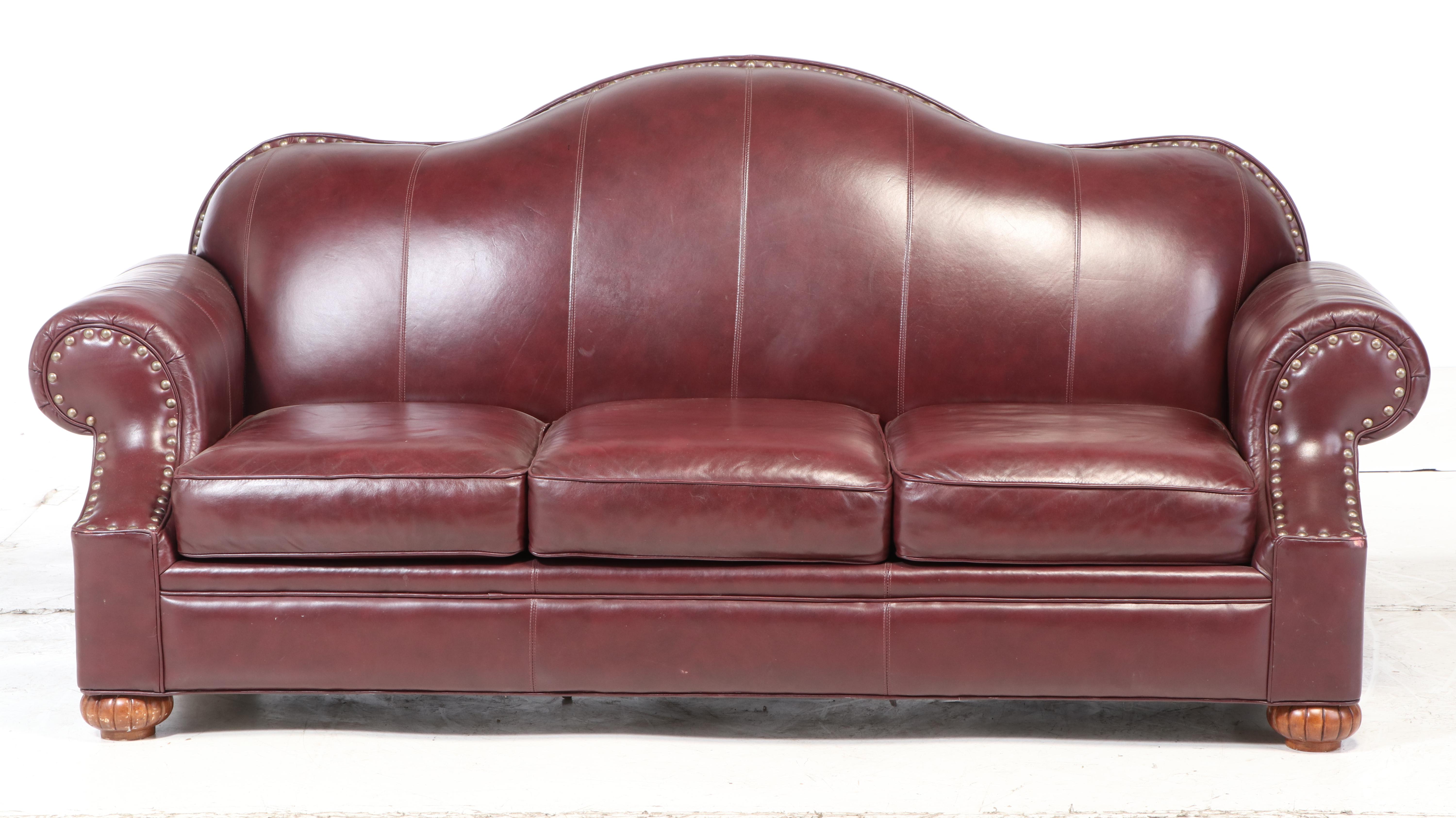 Bob Timberlake Three-Seat  Leather Sofa with Nailhead Trim