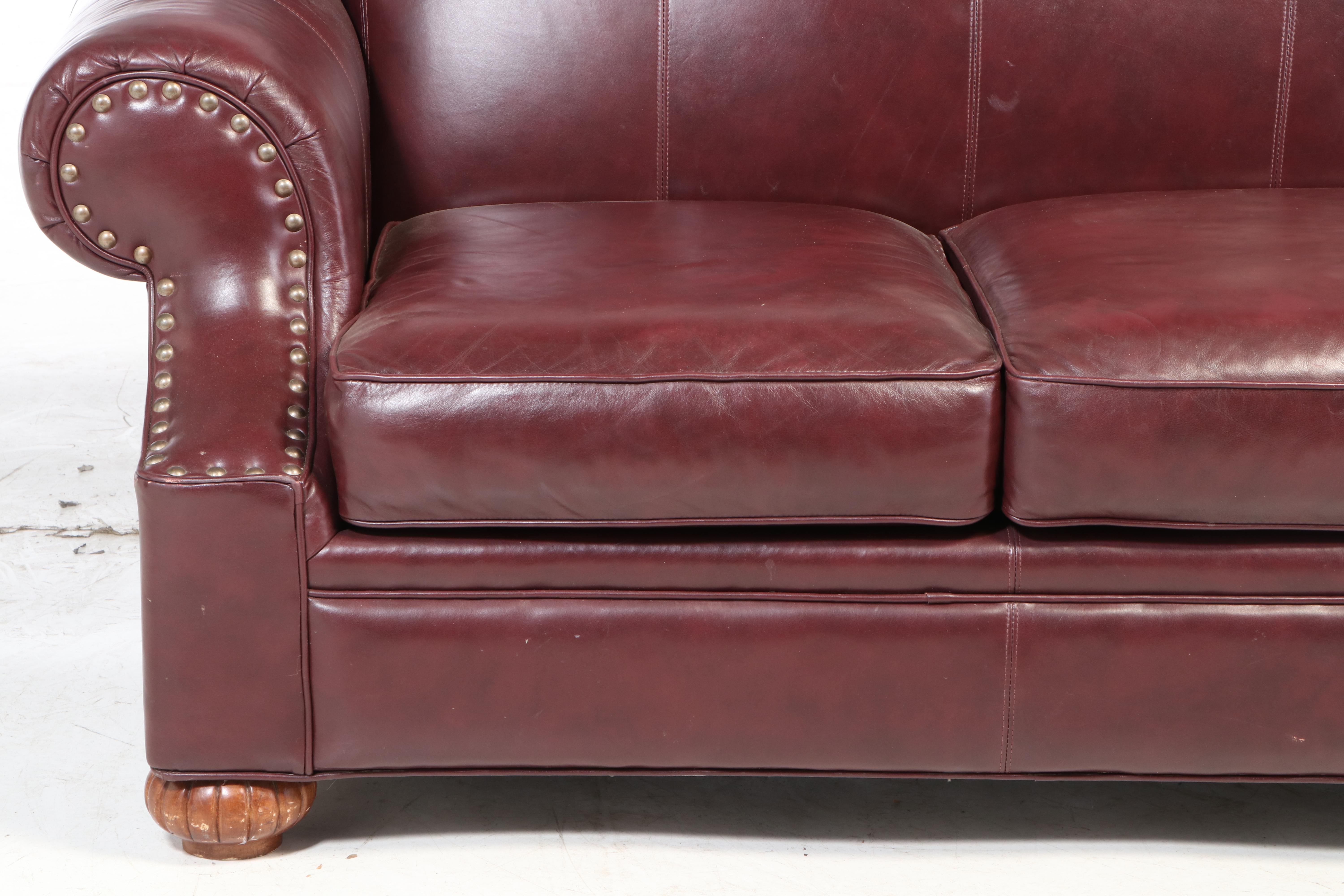 Bob Timberlake Three-Seat  Leather Sofa with Nailhead Trim