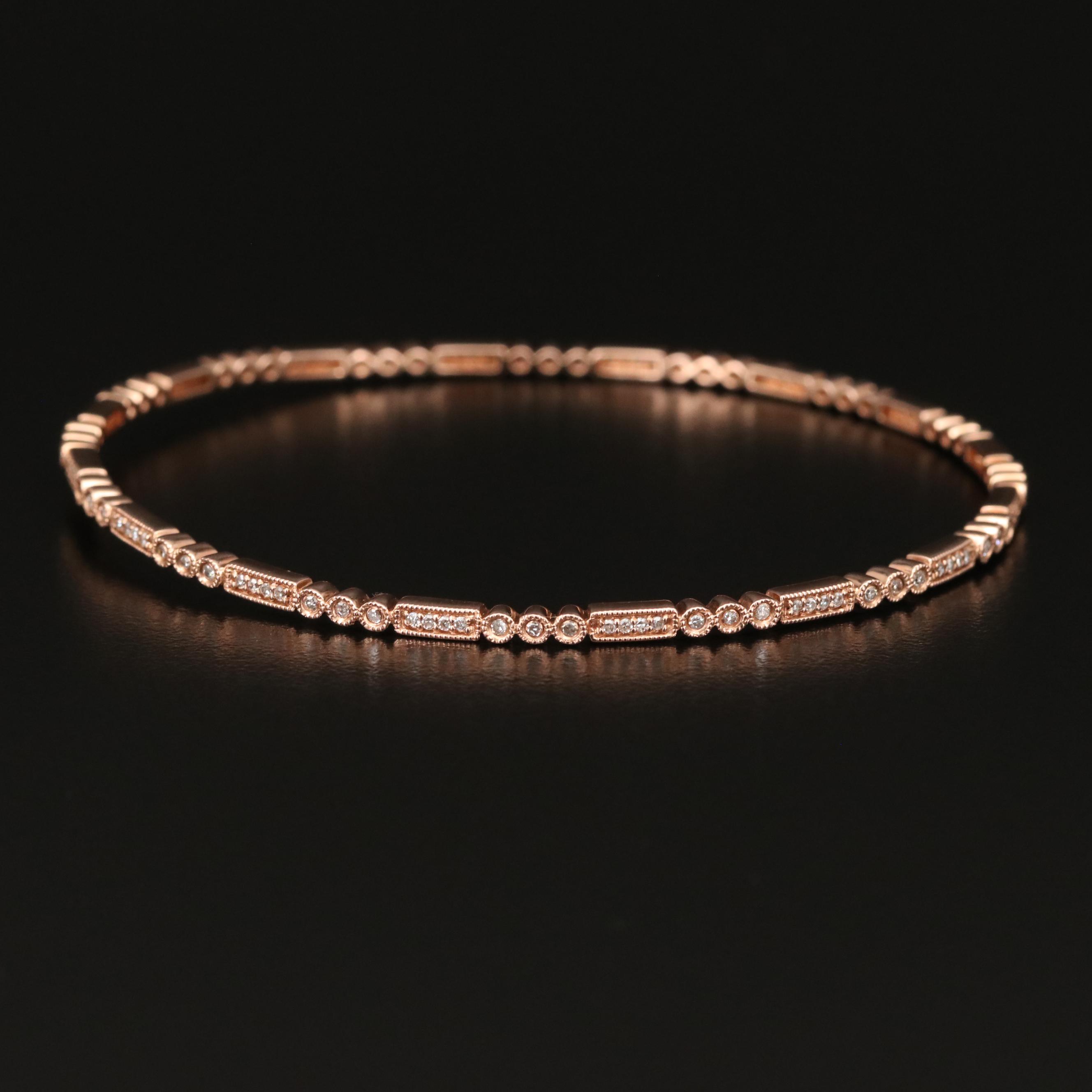 14K Rose Gold Diamond Bangle