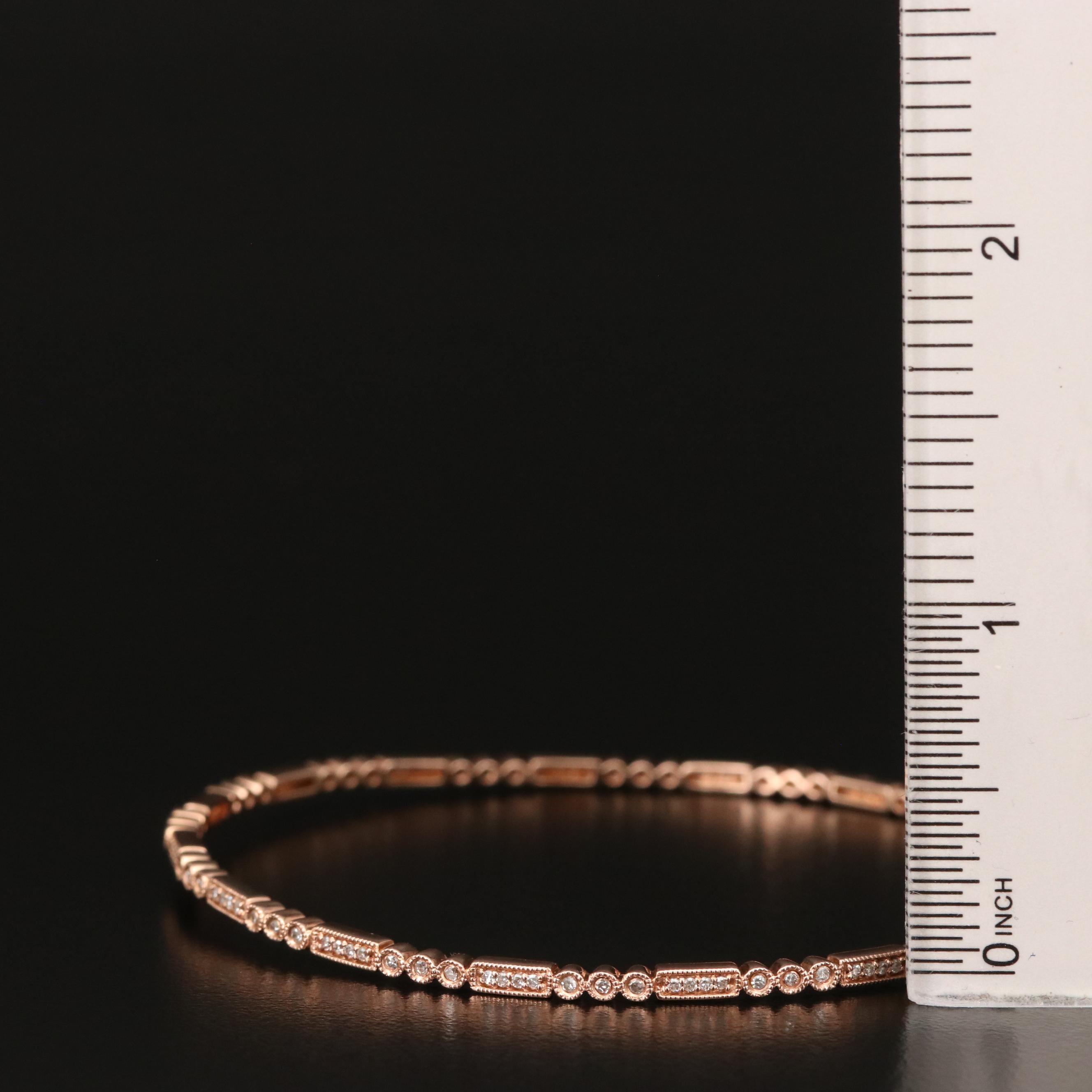 14K Rose Gold Diamond Bangle