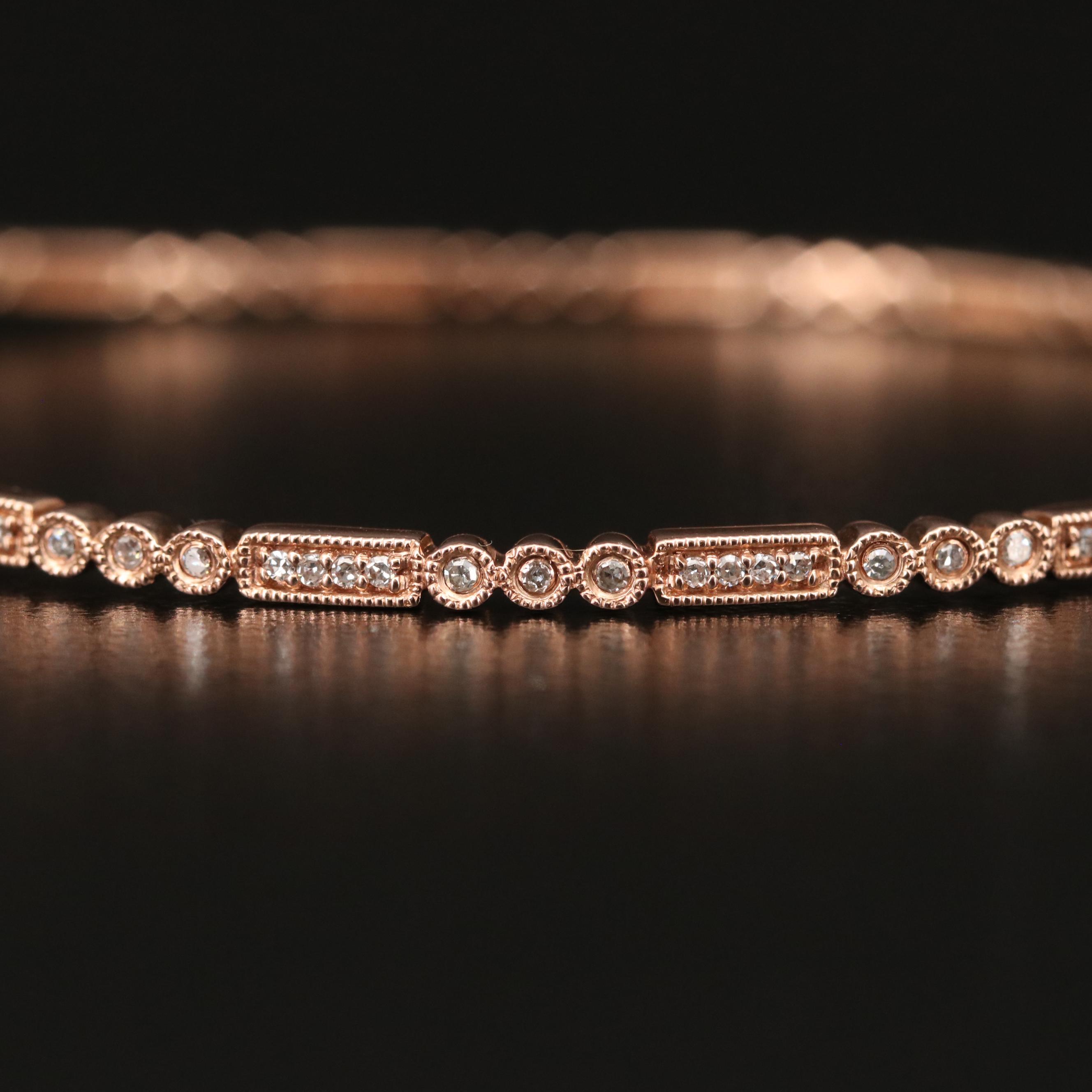 14K Rose Gold Diamond Bangle