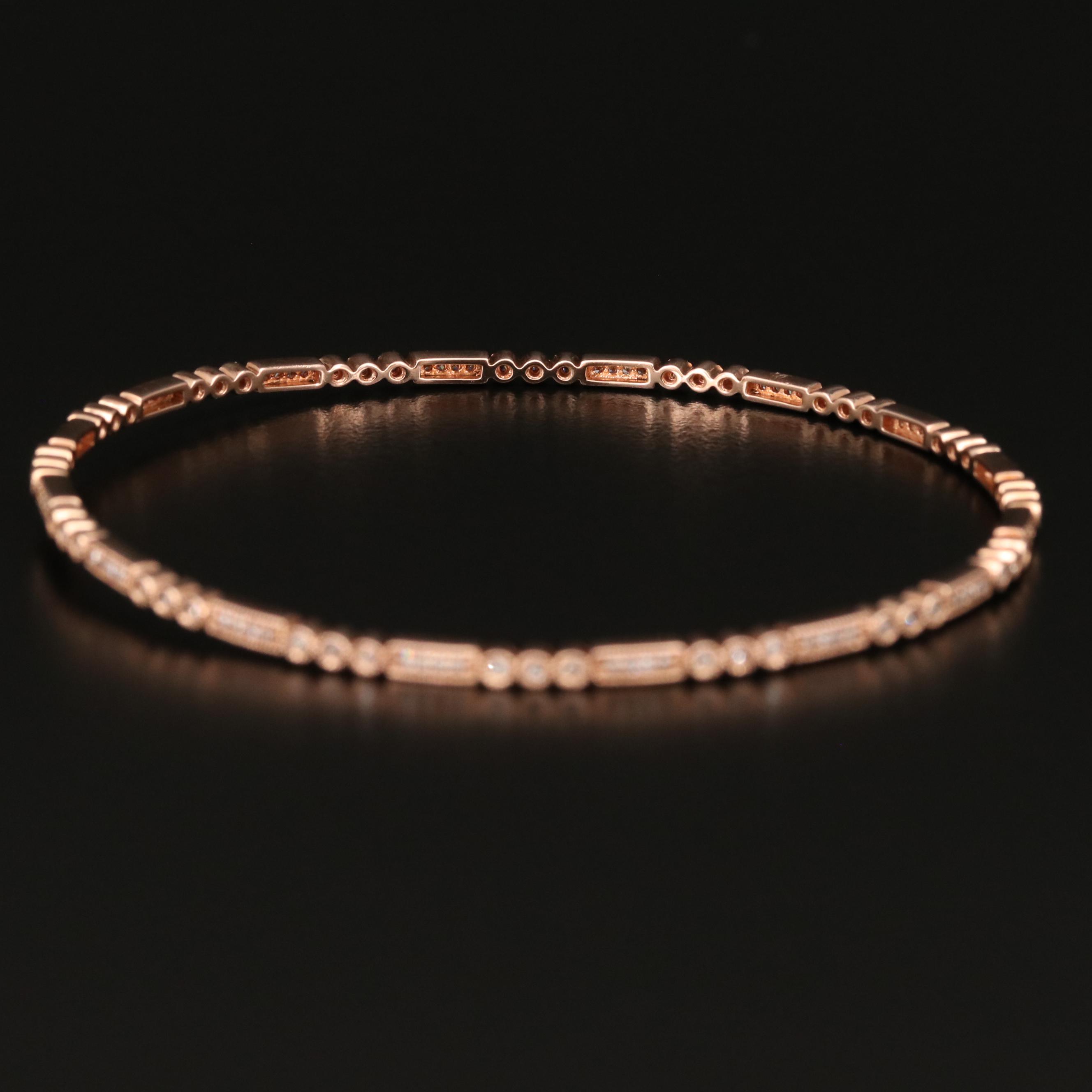 14K Rose Gold Diamond Bangle