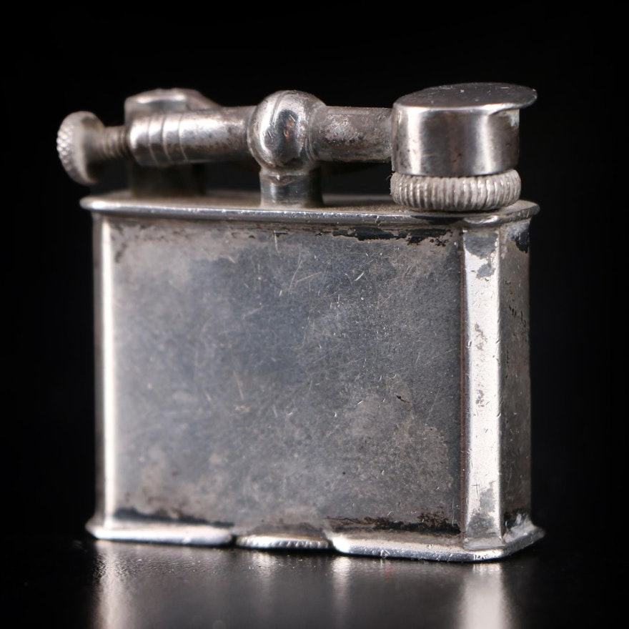 Mexican Sterling Silver Lift Arm Cigarette Lighter, Mid-20th Century