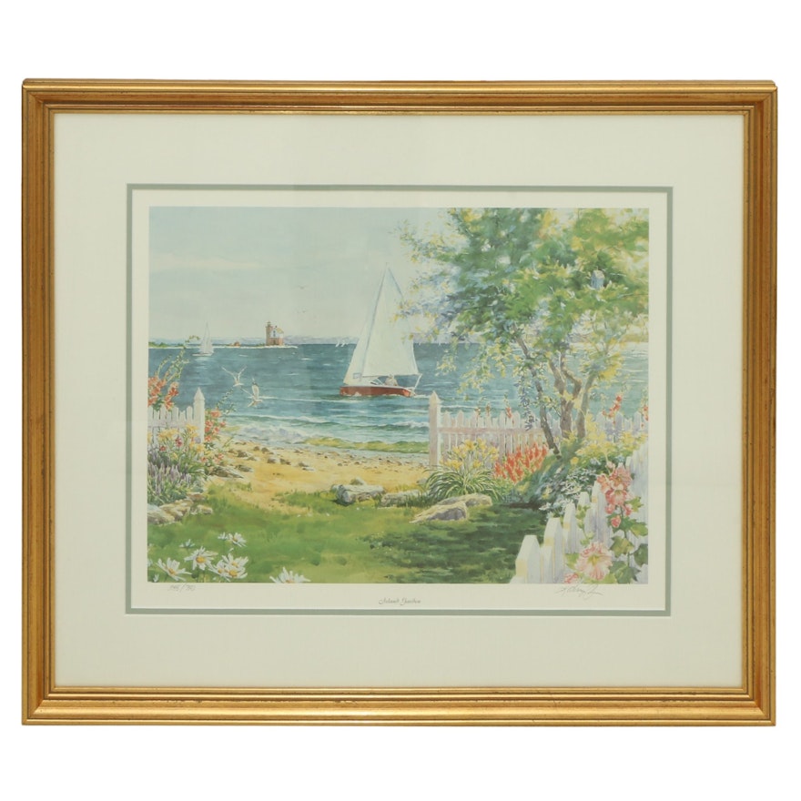 Kathleen Chaney Fritz Offset Lithograph "Island Garden"