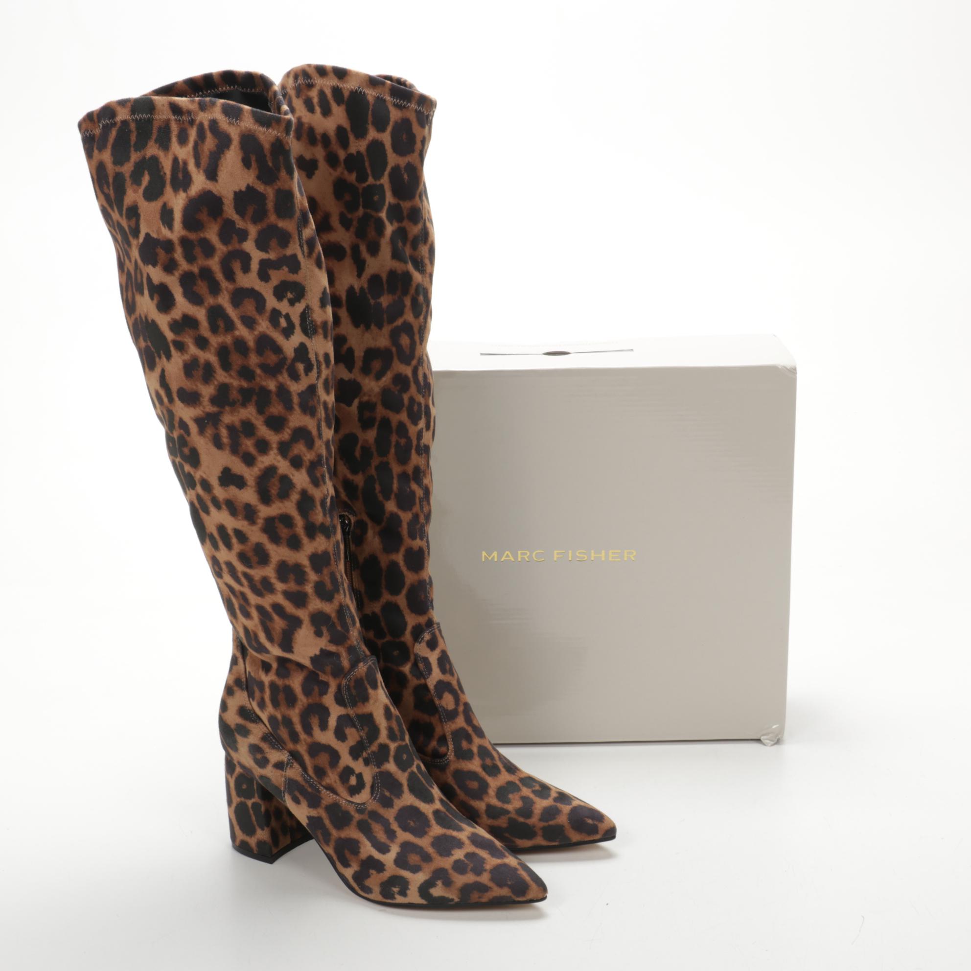 Marc Fisher Retie Leopard Knee-High Boots