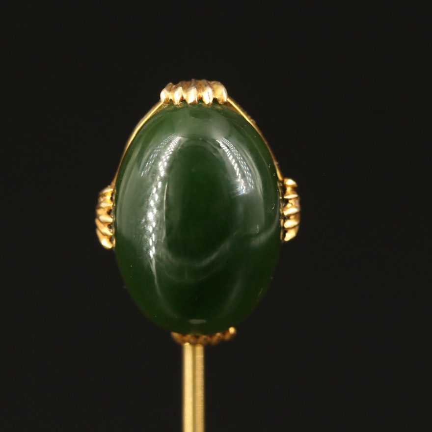 Vintage 14K Nephrite Stick Pin