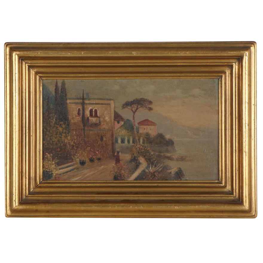 Coastal Landscape Oil Painting, Early 20th Century