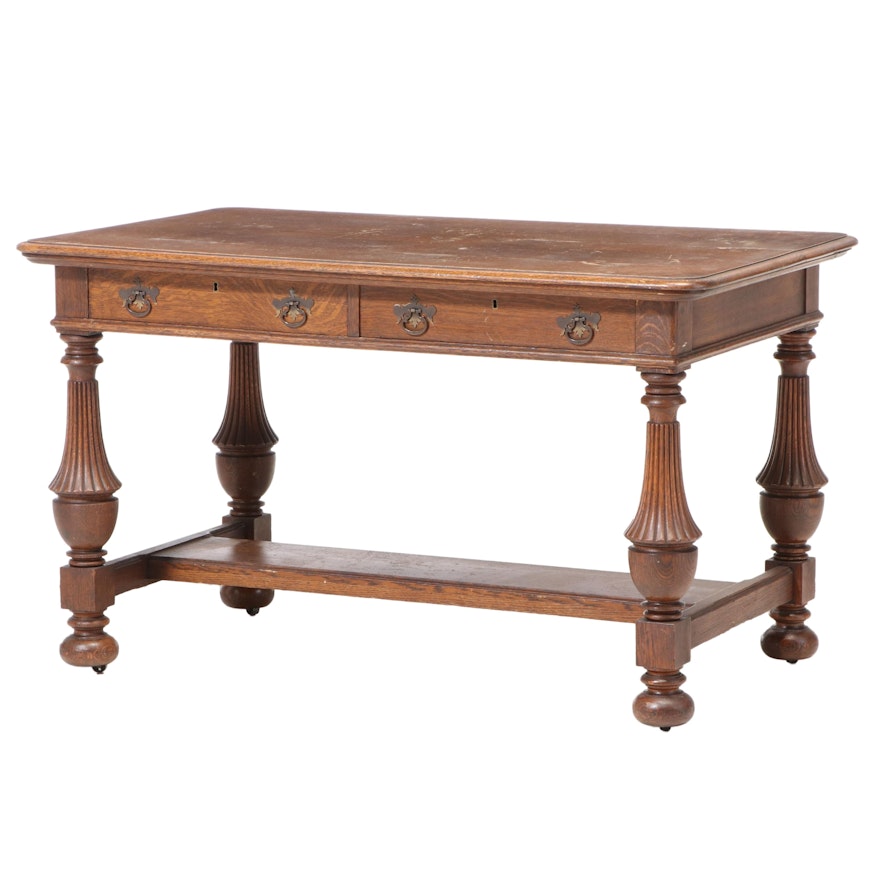 Henshaw's of Cincinnati Quartersawn Oak Library Table, Late 19th/Early 20th C.