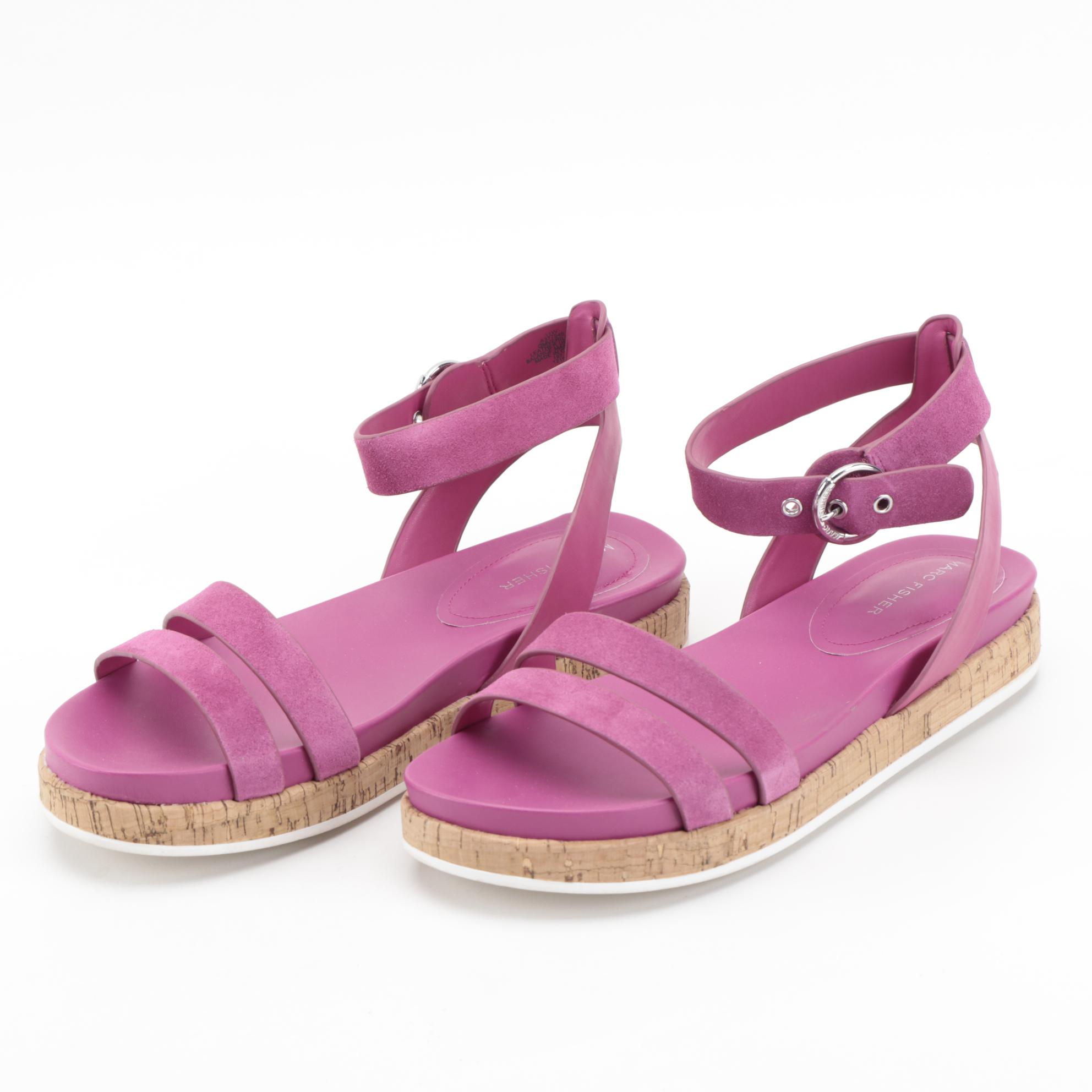 Marc Fisher Magenta Suede Verily Sandals with Bobs Blush Desert Kiss Sandals