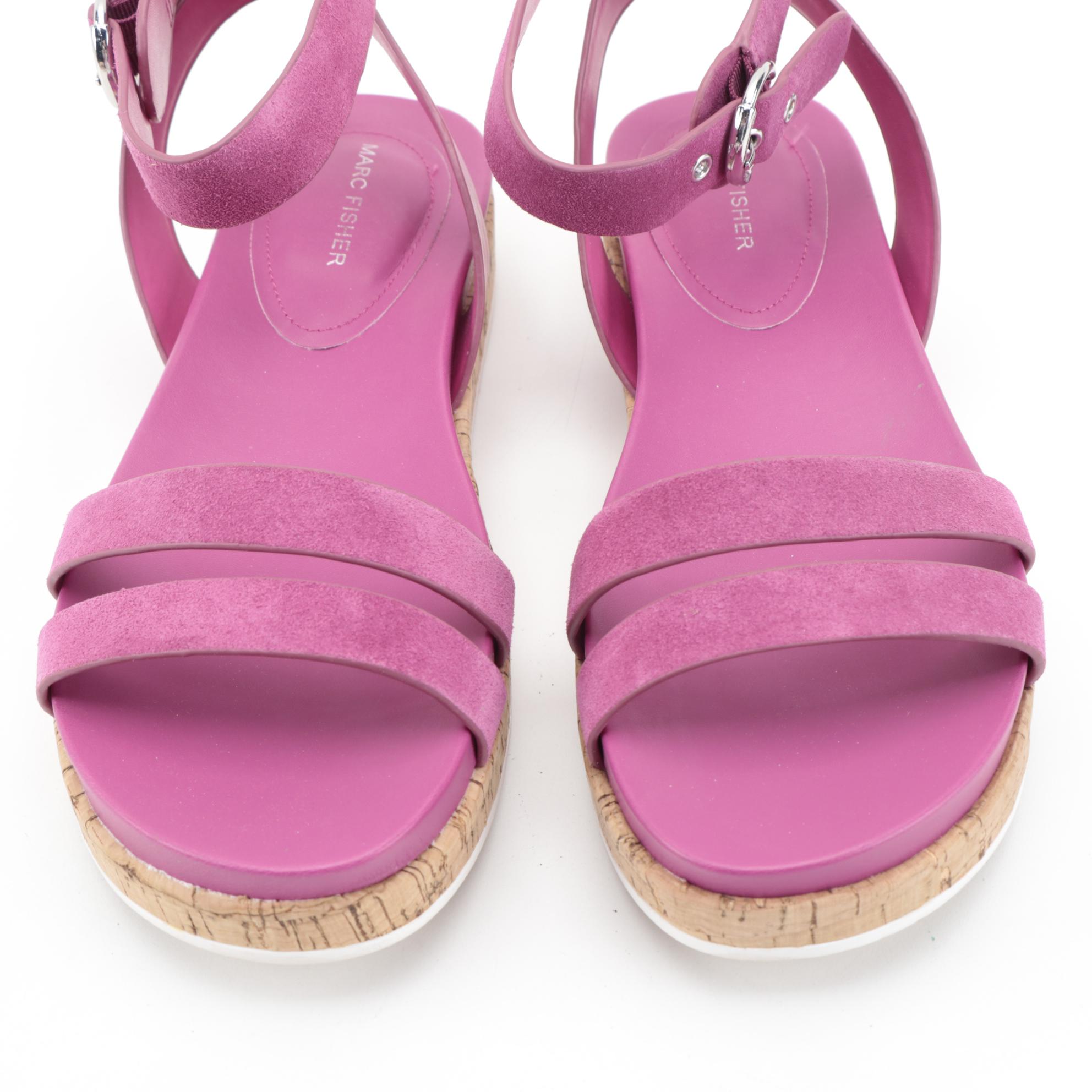 Marc Fisher Magenta Suede Verily Sandals with Bobs Blush Desert Kiss Sandals