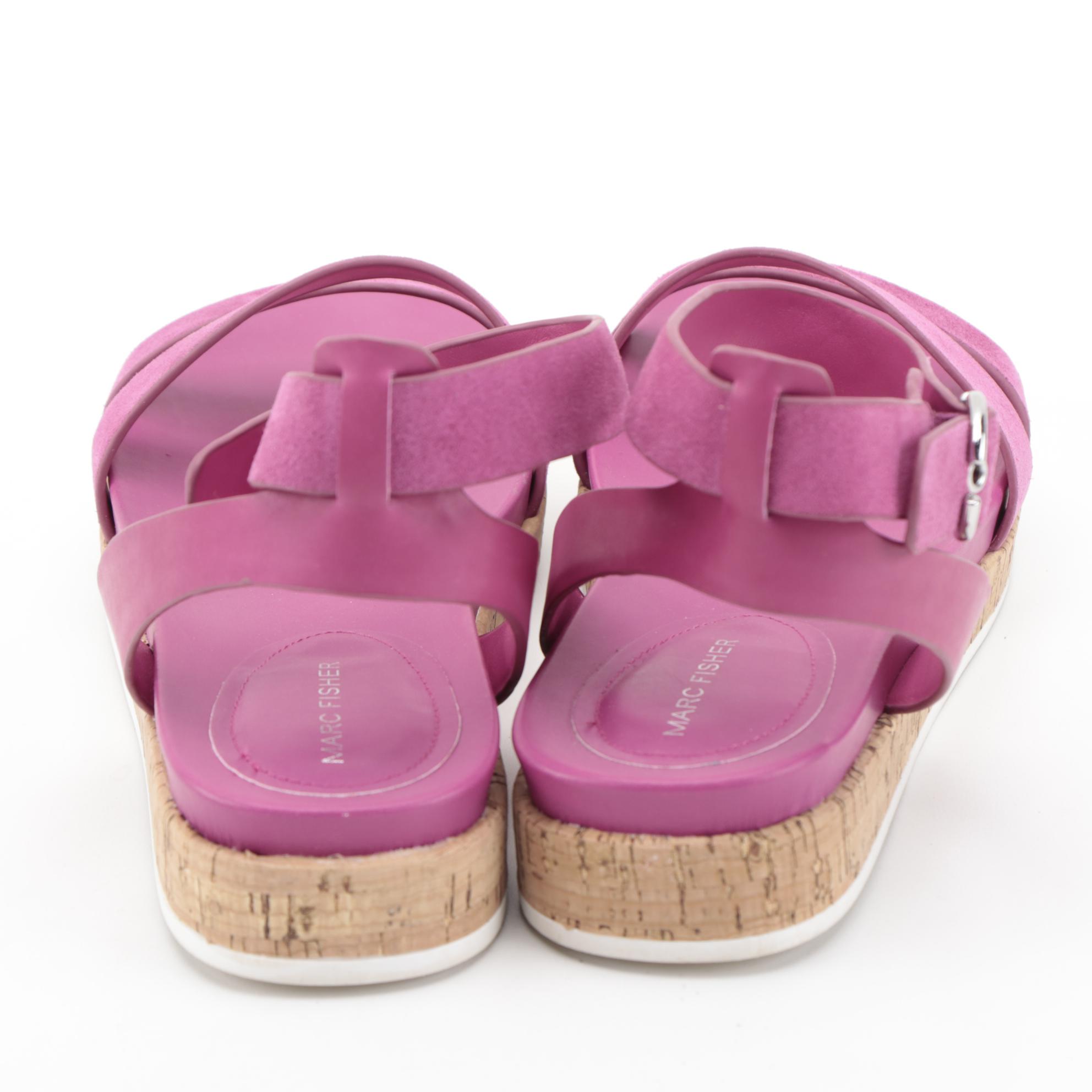 Marc Fisher Magenta Suede Verily Sandals with Bobs Blush Desert Kiss Sandals