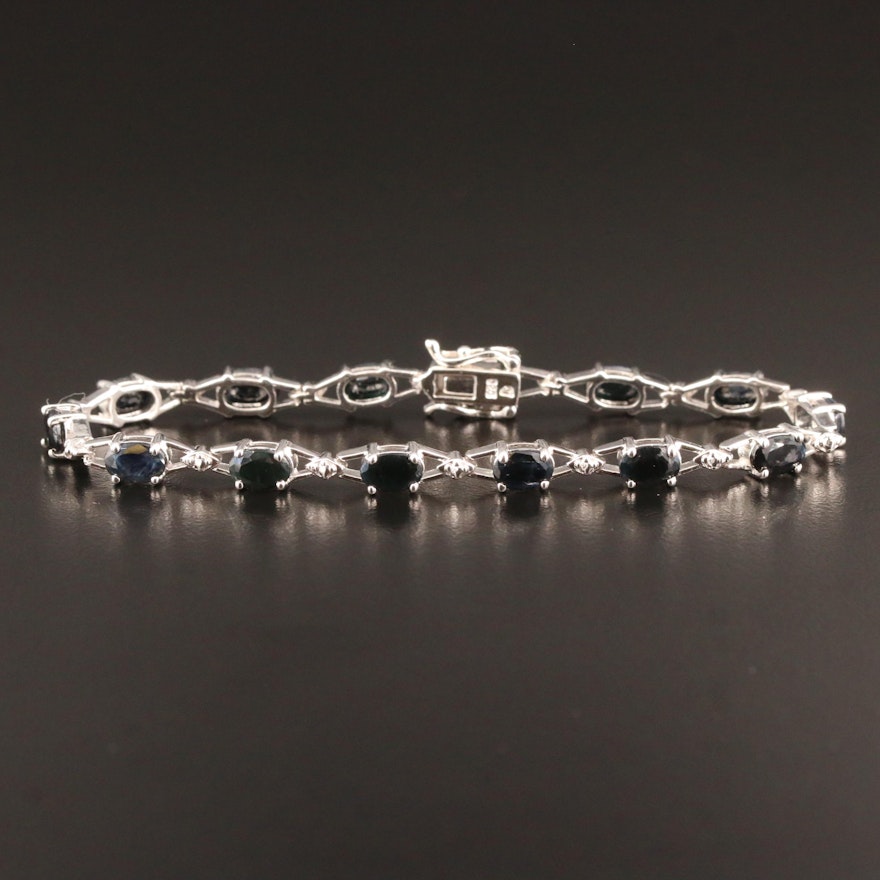 Sterling Silver Sapphire Link Bracelet