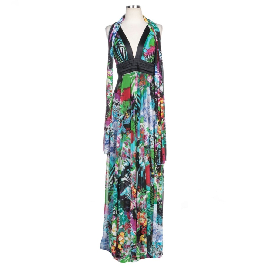 Alberto Makali Floral Sequin Embellished Gown with Wrap