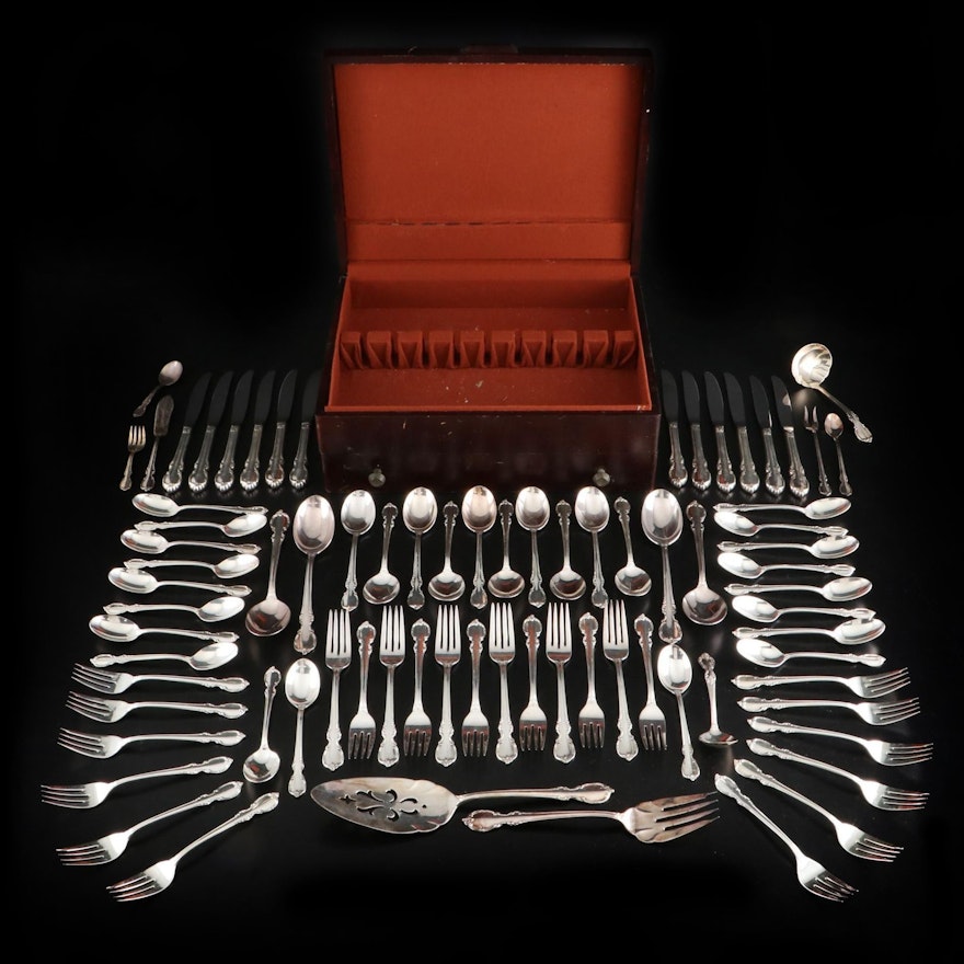 1847 Roger Bros. "Reflection" Silver Plate Flatware in Silver Chest