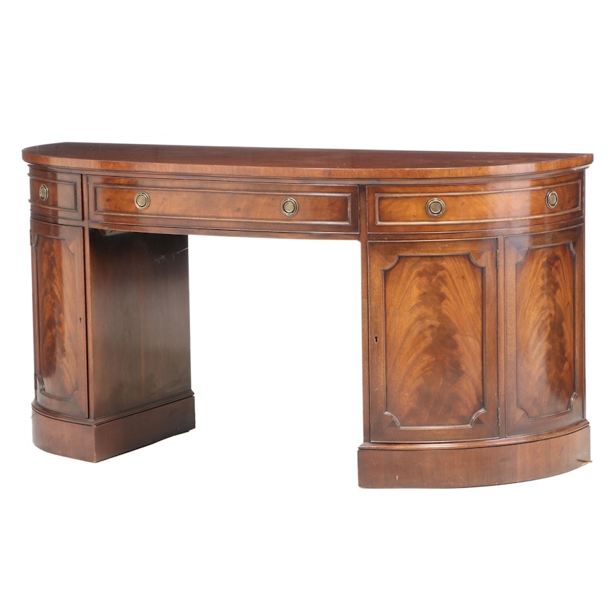 George III Style Mahogany Bowfront Buffet Server, Mid to Late 20th Century