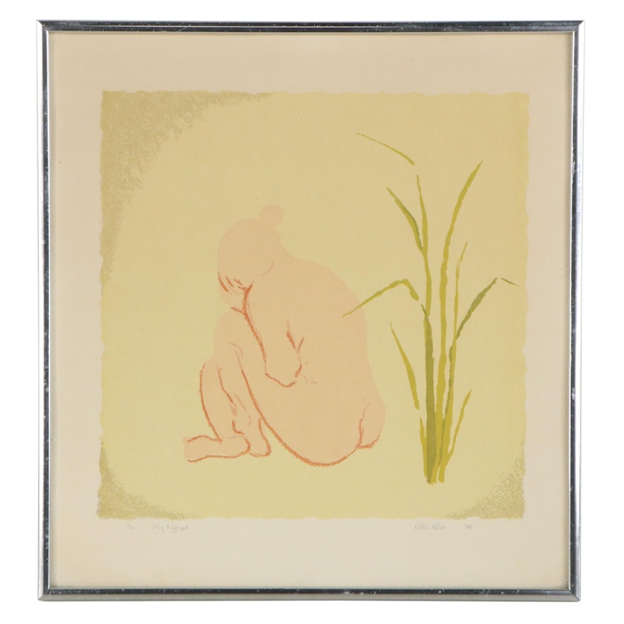 Fauvist Style Lithograph "Shy Nymph," 1978