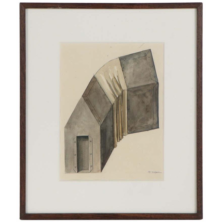 Industrial Watercolor Painting of an Air Duct, 1989