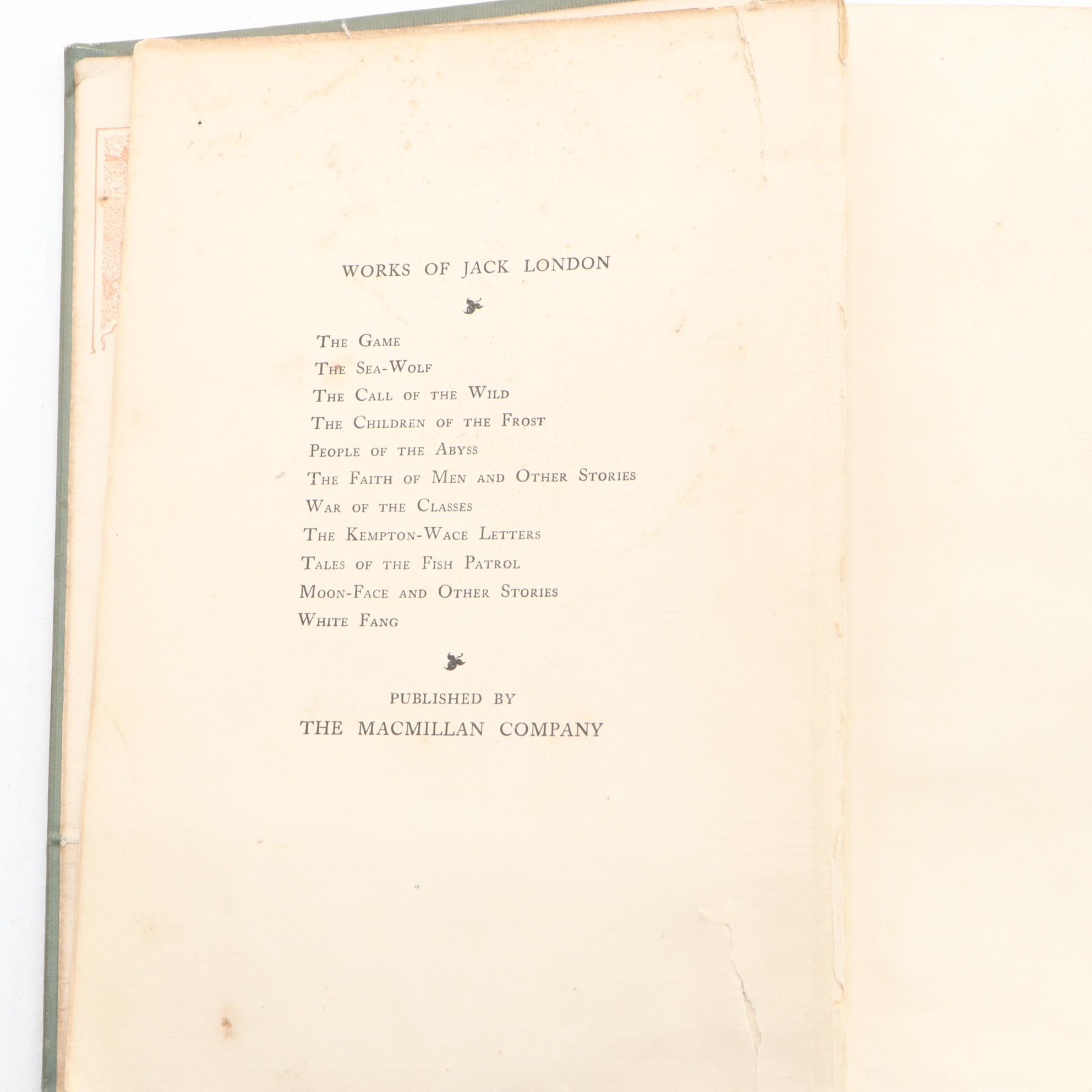 First Edition, First Printing "White Fang" by Jack London, 1906