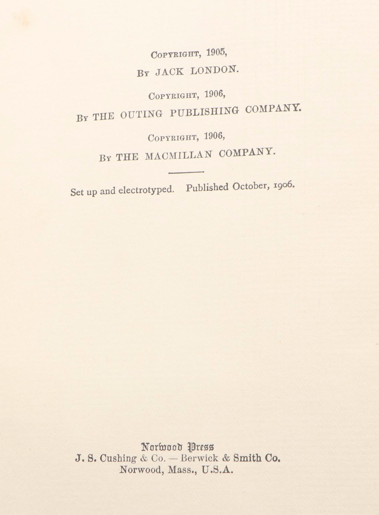 First Edition, First Printing "White Fang" by Jack London, 1906