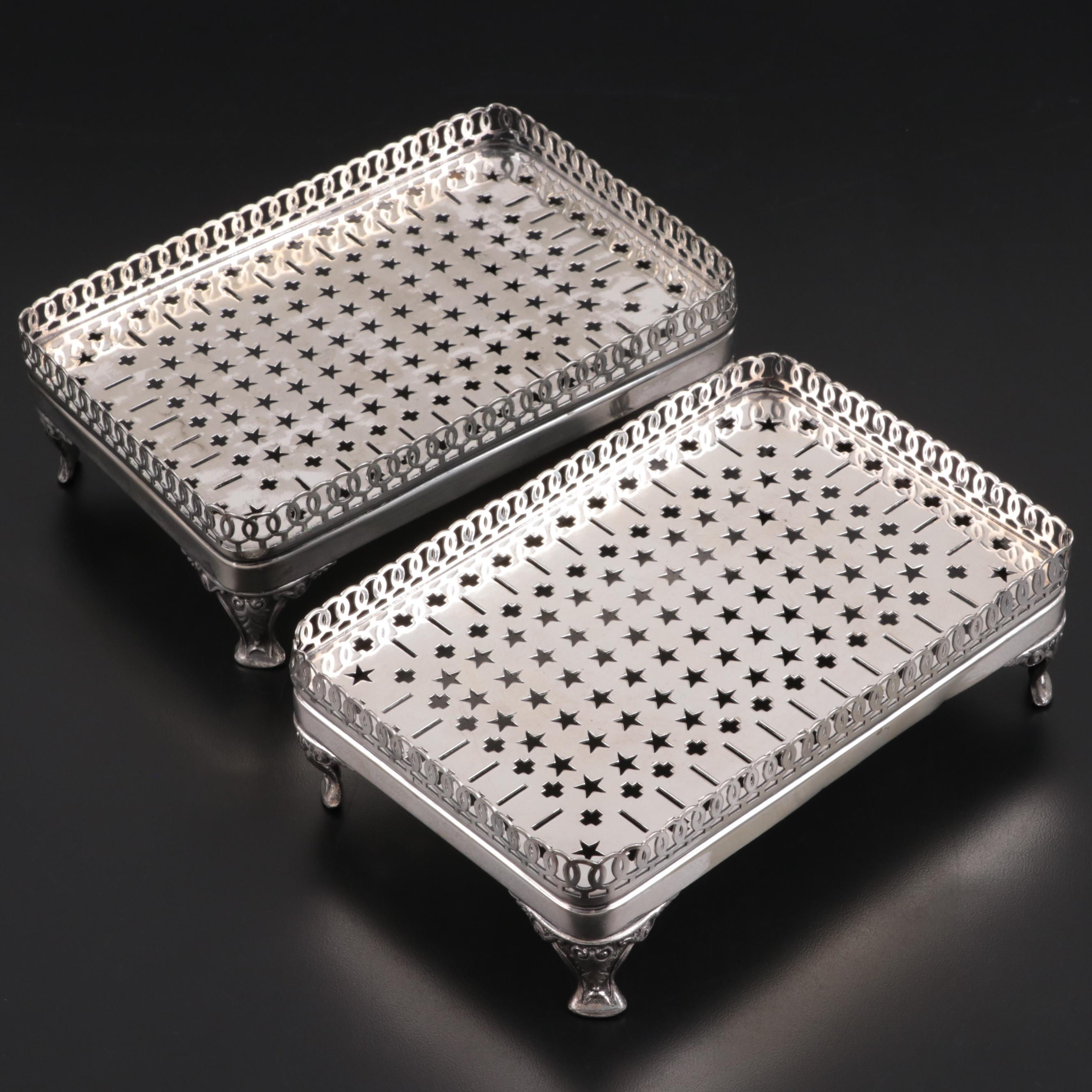 Gotham Silver Co. Silver Plate Footed Gallery Trays, c. 1920-1950