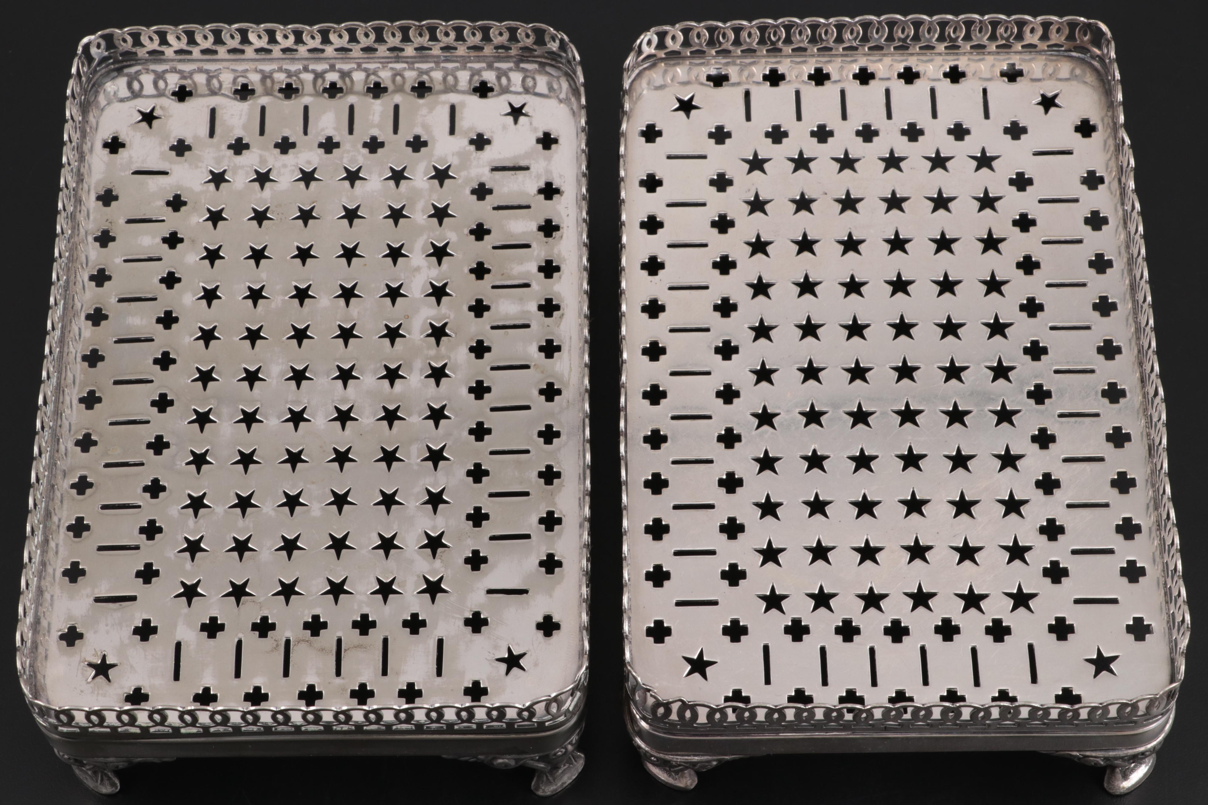 Gotham Silver Co. Silver Plate Footed Gallery Trays, c. 1920-1950