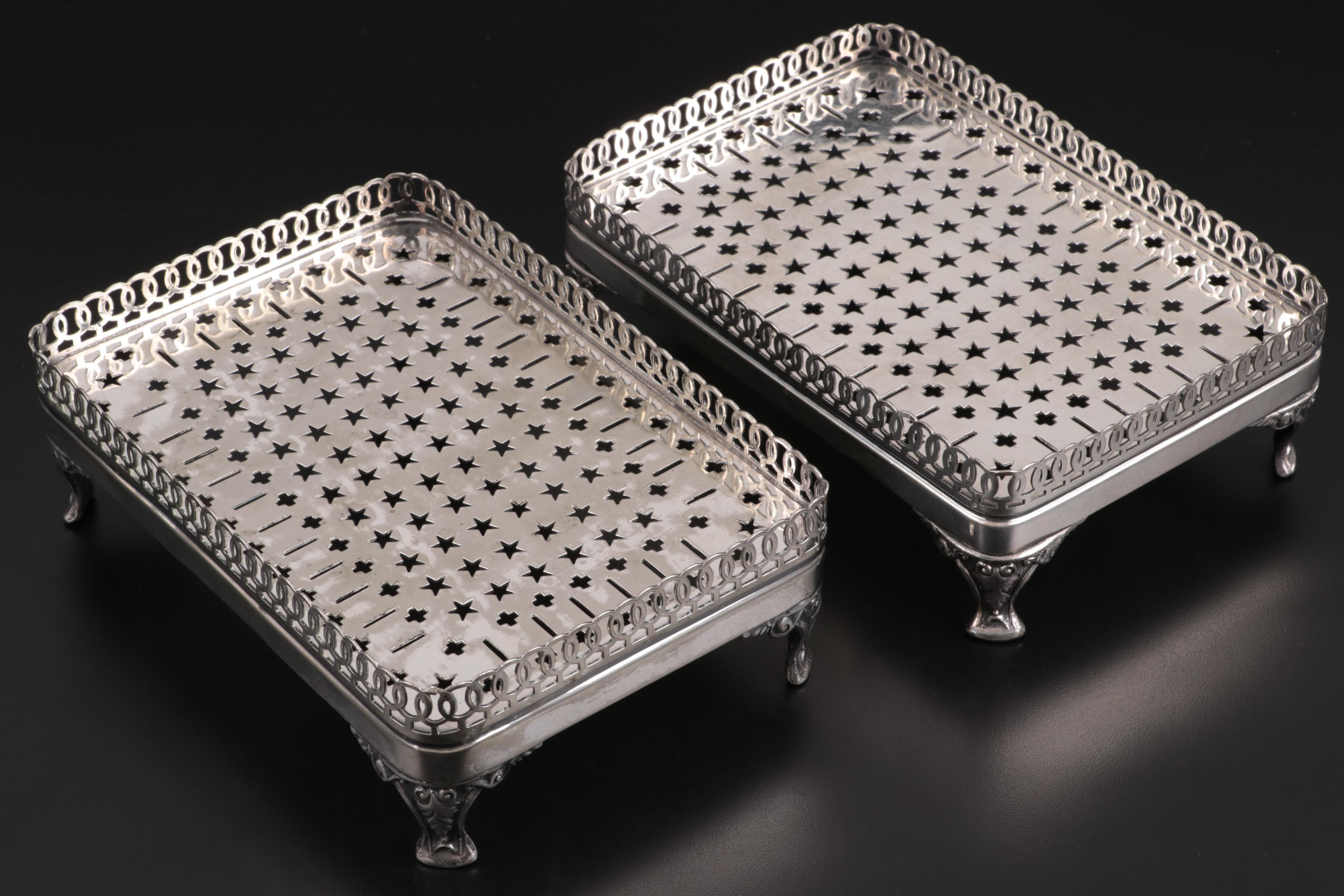 Gotham Silver Co. Silver Plate Footed Gallery Trays, c. 1920-1950