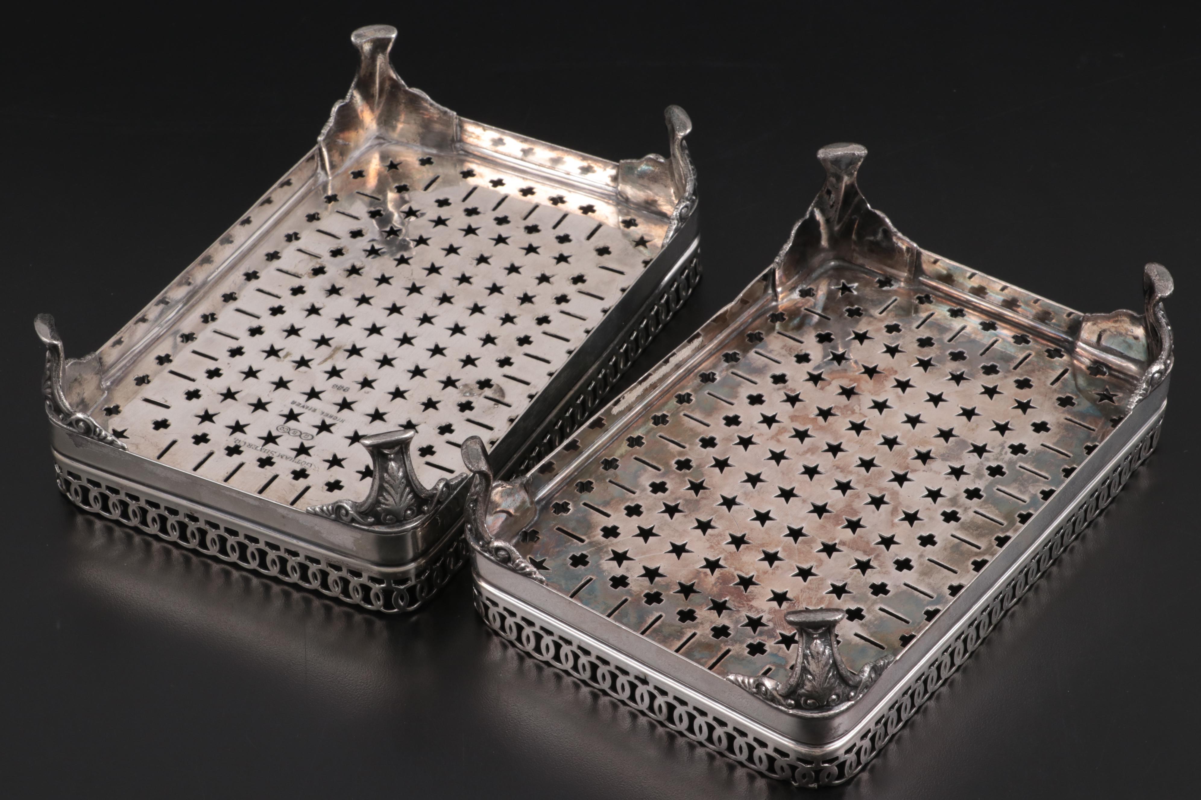Gotham Silver Co. Silver Plate Footed Gallery Trays, c. 1920-1950