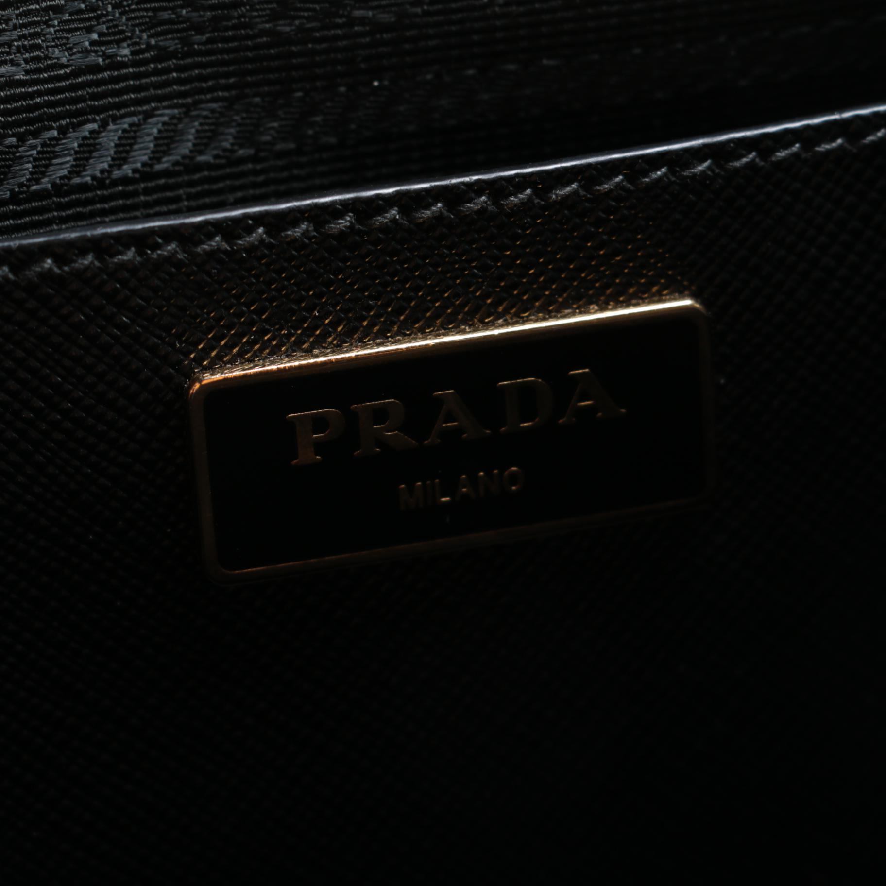 Prada Saffiano Lux Medium Shopping Tote In Black Leather
