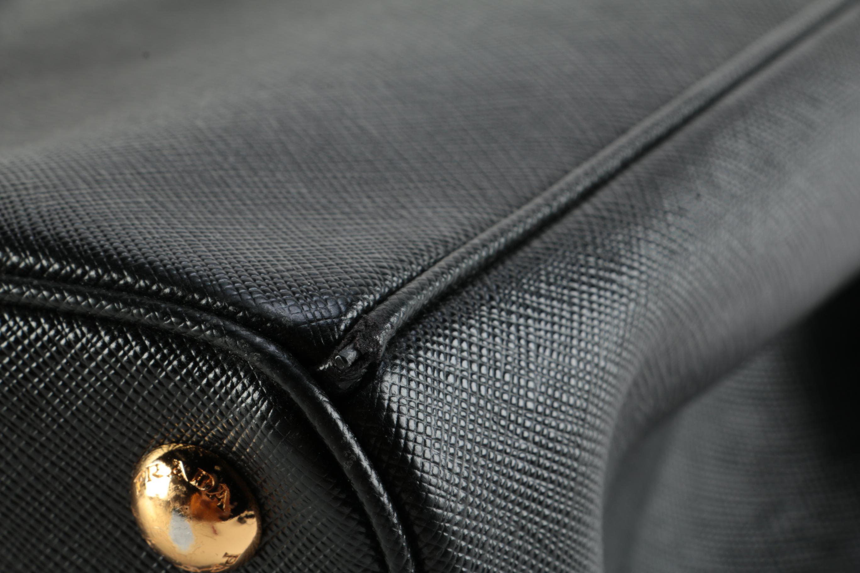 Prada Saffiano Lux Medium Shopping Tote In Black Leather