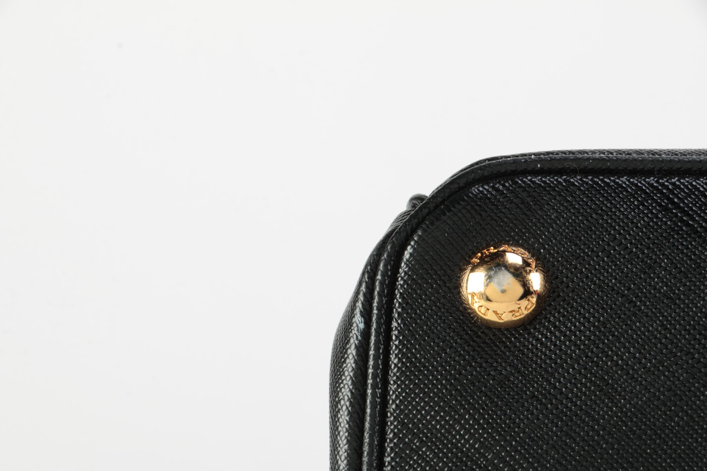 Prada Saffiano Lux Medium Shopping Tote In Black Leather