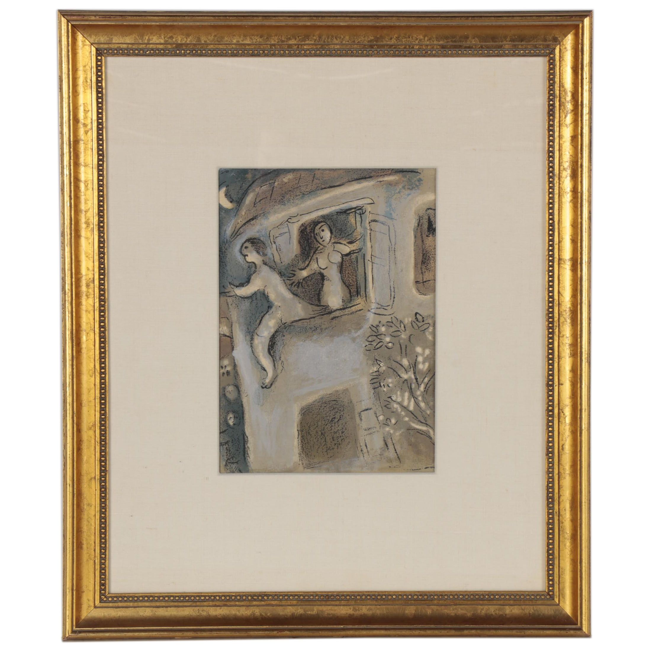 Marc Chagall Lithograph "David Saved by Michal" for "Verve," 1960