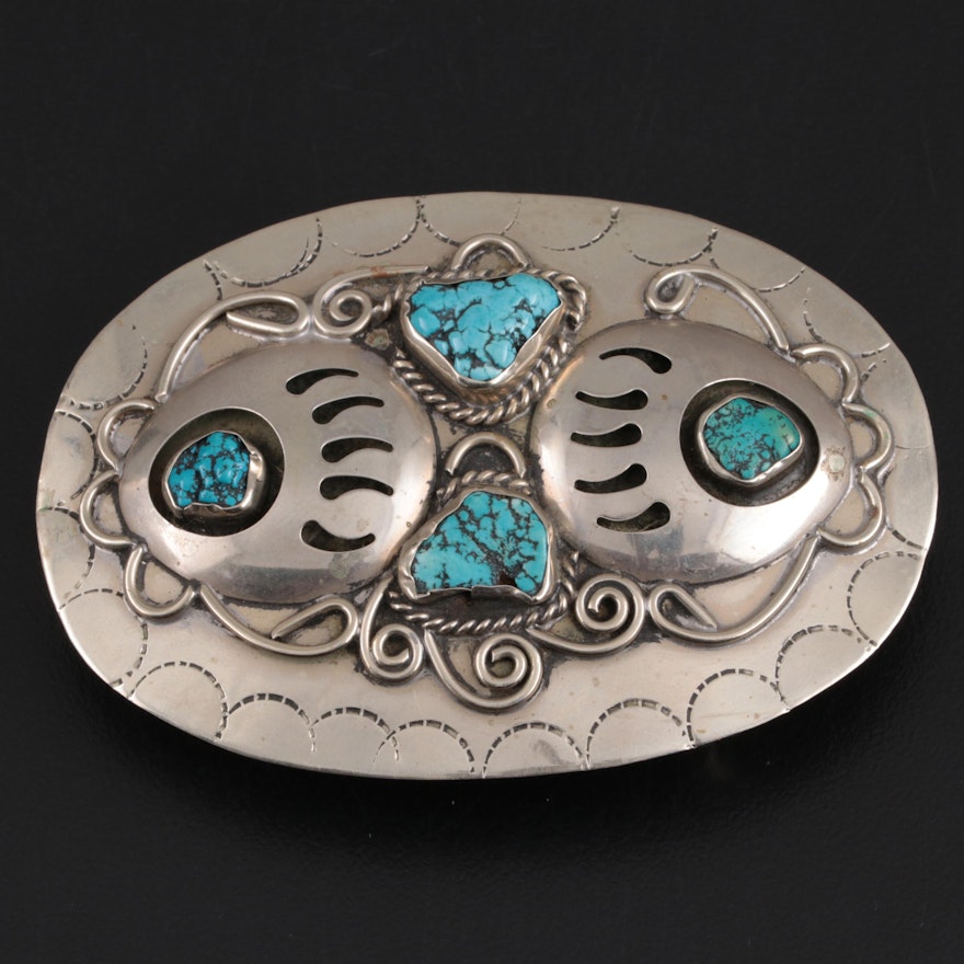 Mexican Magnesite and Base Metal Belt Buckle