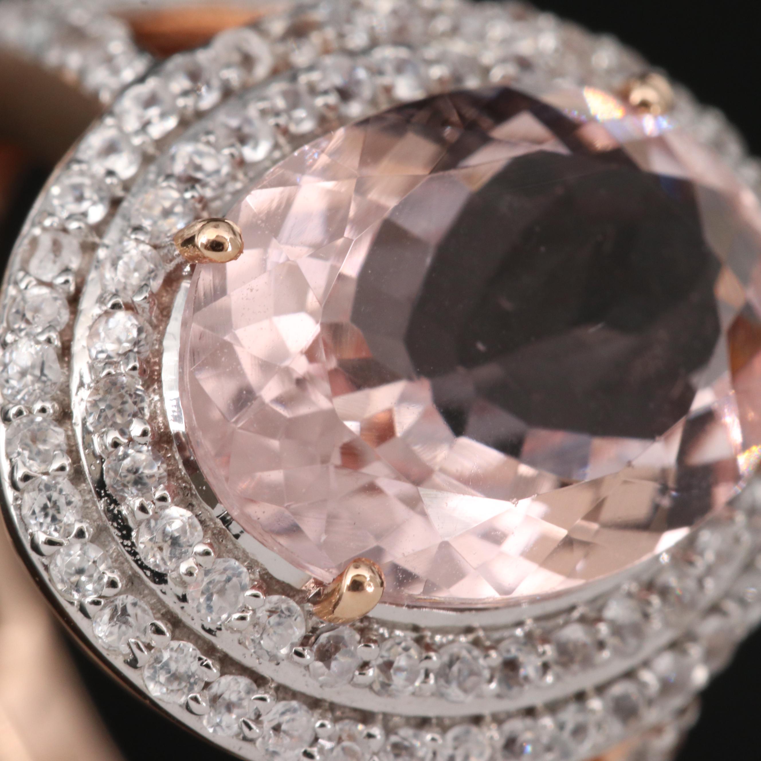 14K Rose Gold 4.00 CT Morganite and Sapphire Ring