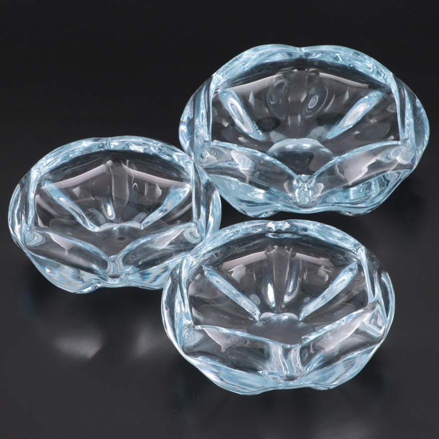 Orrefors Ice Blue Crystal Ashtrays