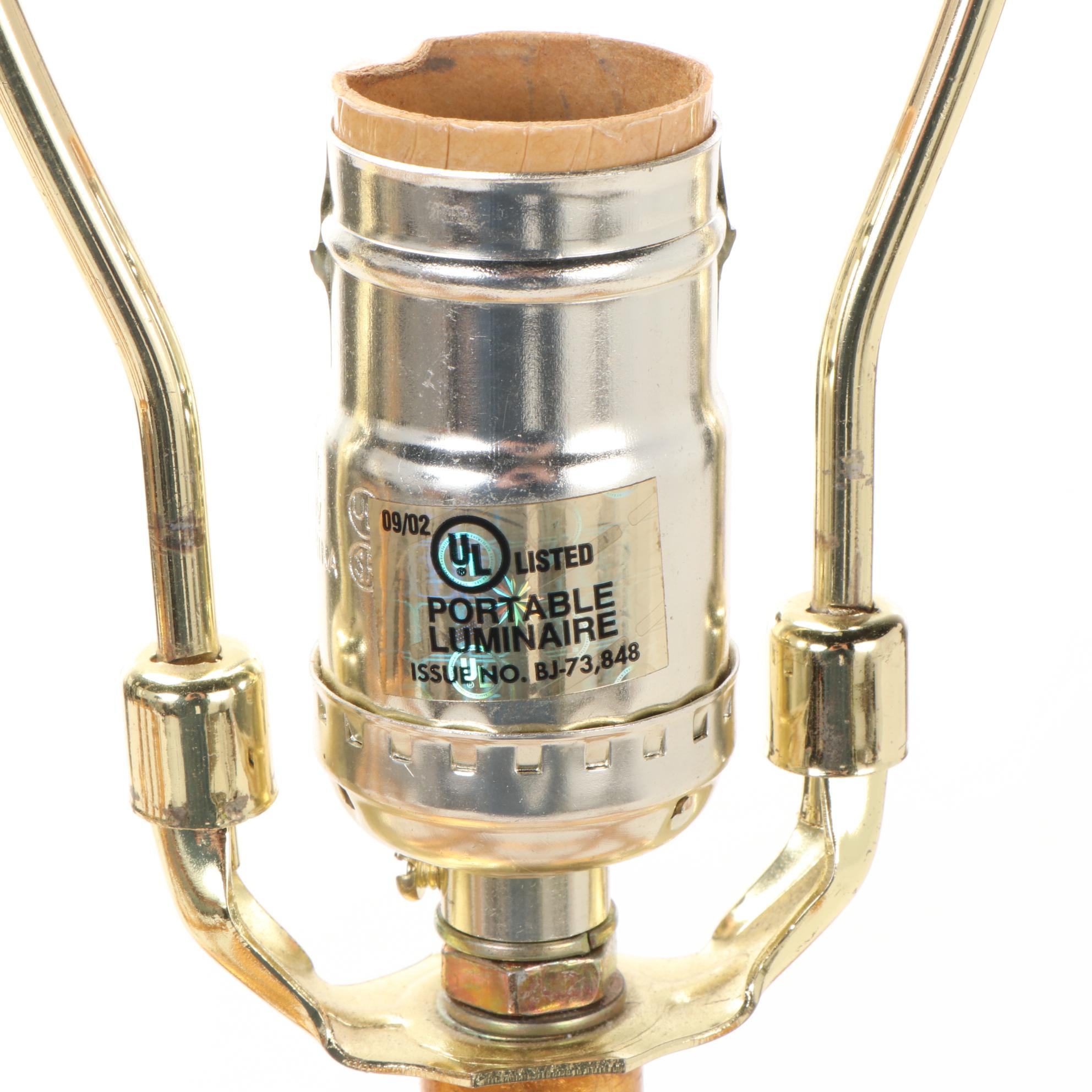 Pair of Modernist Style Gilt Metal Cage Table Lamps