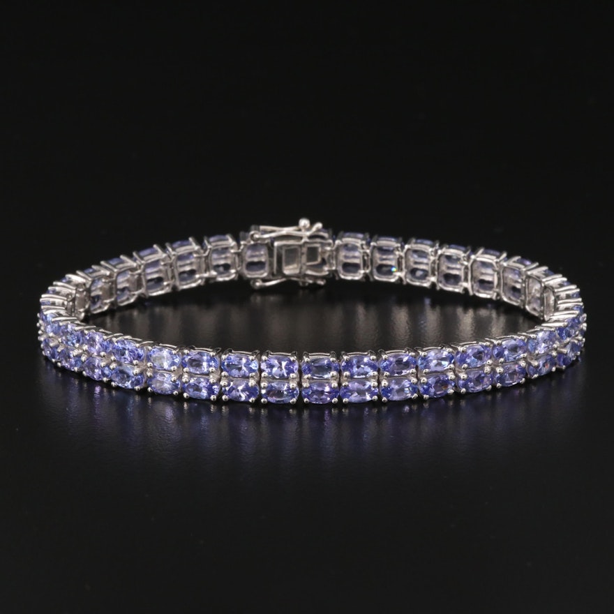 Double Row Tanzanite Bracelet in Sterling