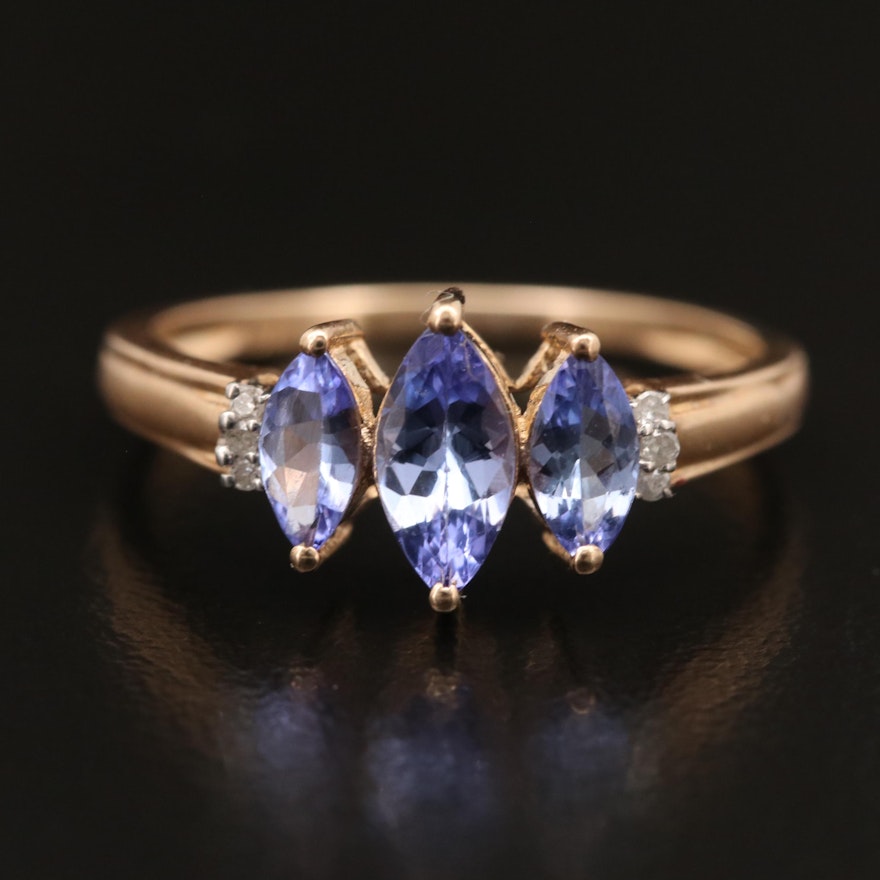 9K Tanzanite and Diamond Ring