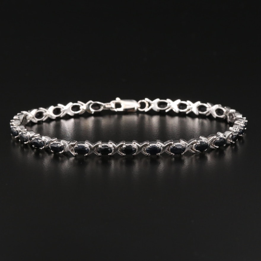 Sterling Silver Corundum Link Bracelet