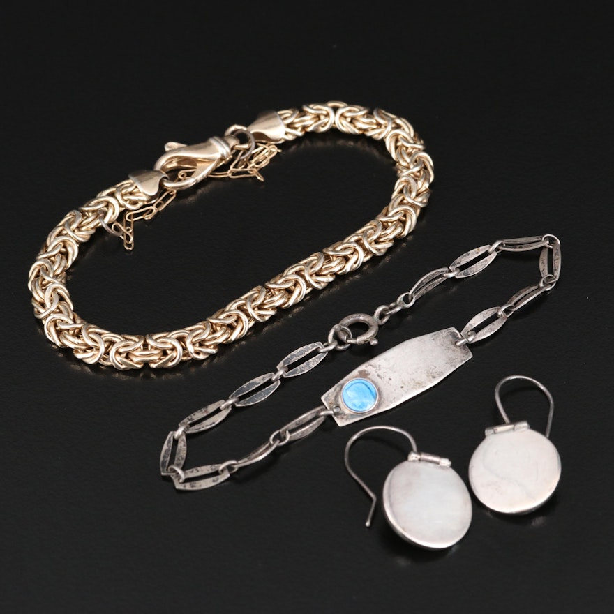 Sterling Silver Bracelets and Disk Earrings