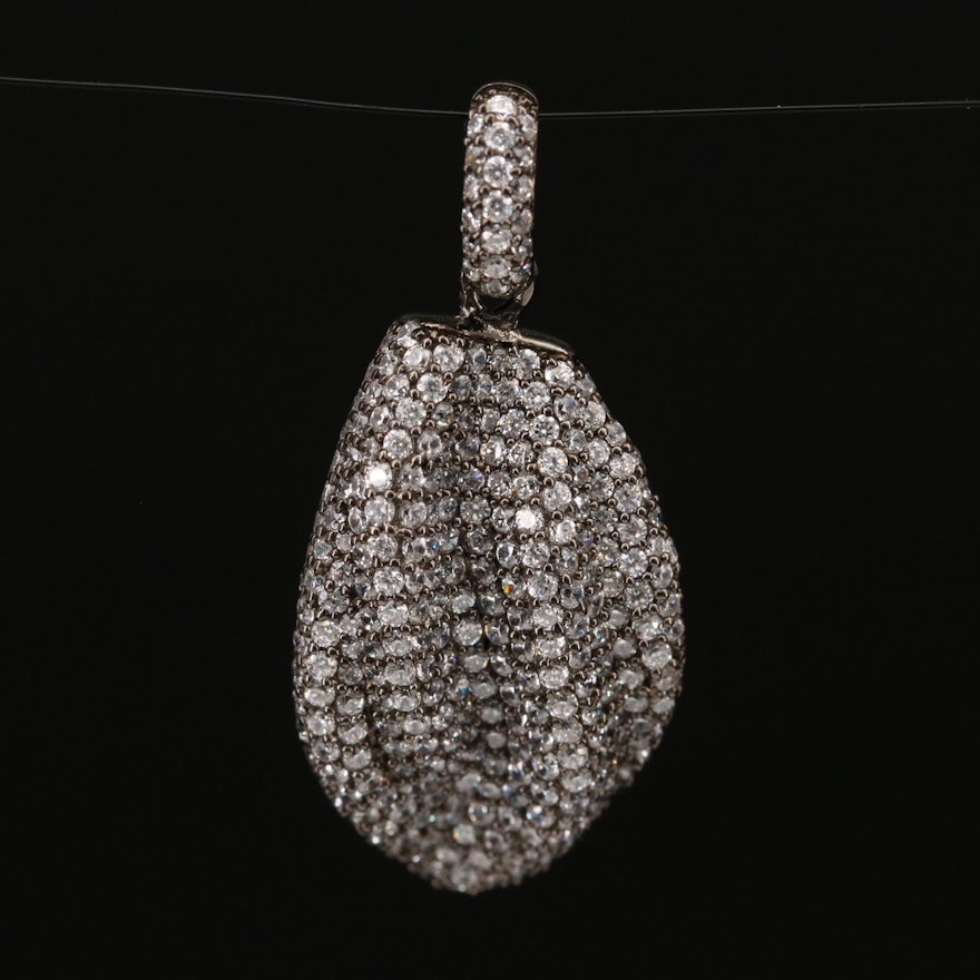 Sterling Pavé Cubic Zirconia Wave Pendant