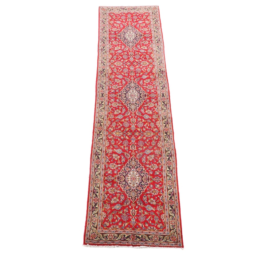 3'4 x 13'9 Hand-Knotted Persian Kashan Wool Carpet Runner