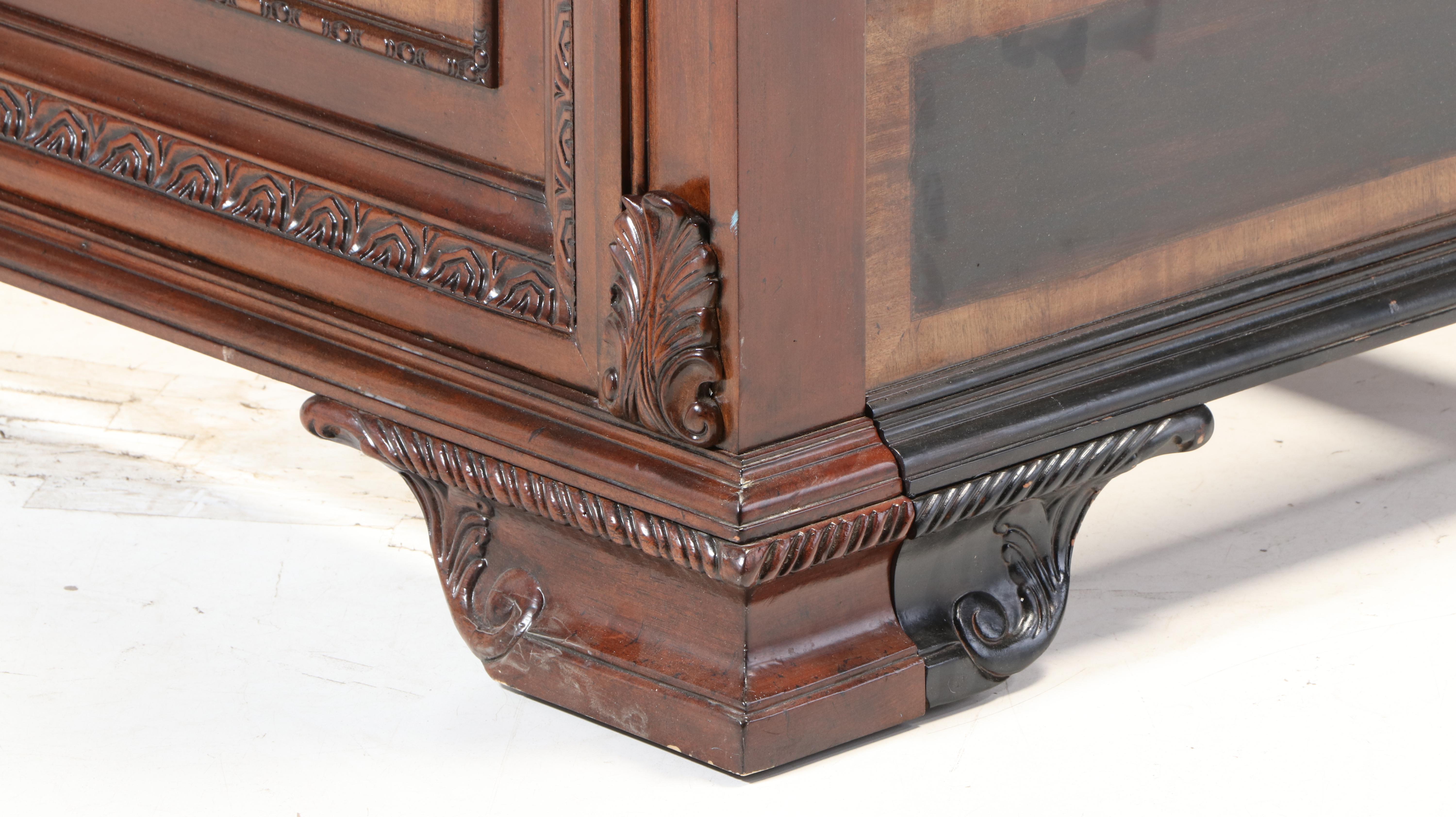 Markor George III Style Mahogany and Ebonized Wood King Size Bed Frame