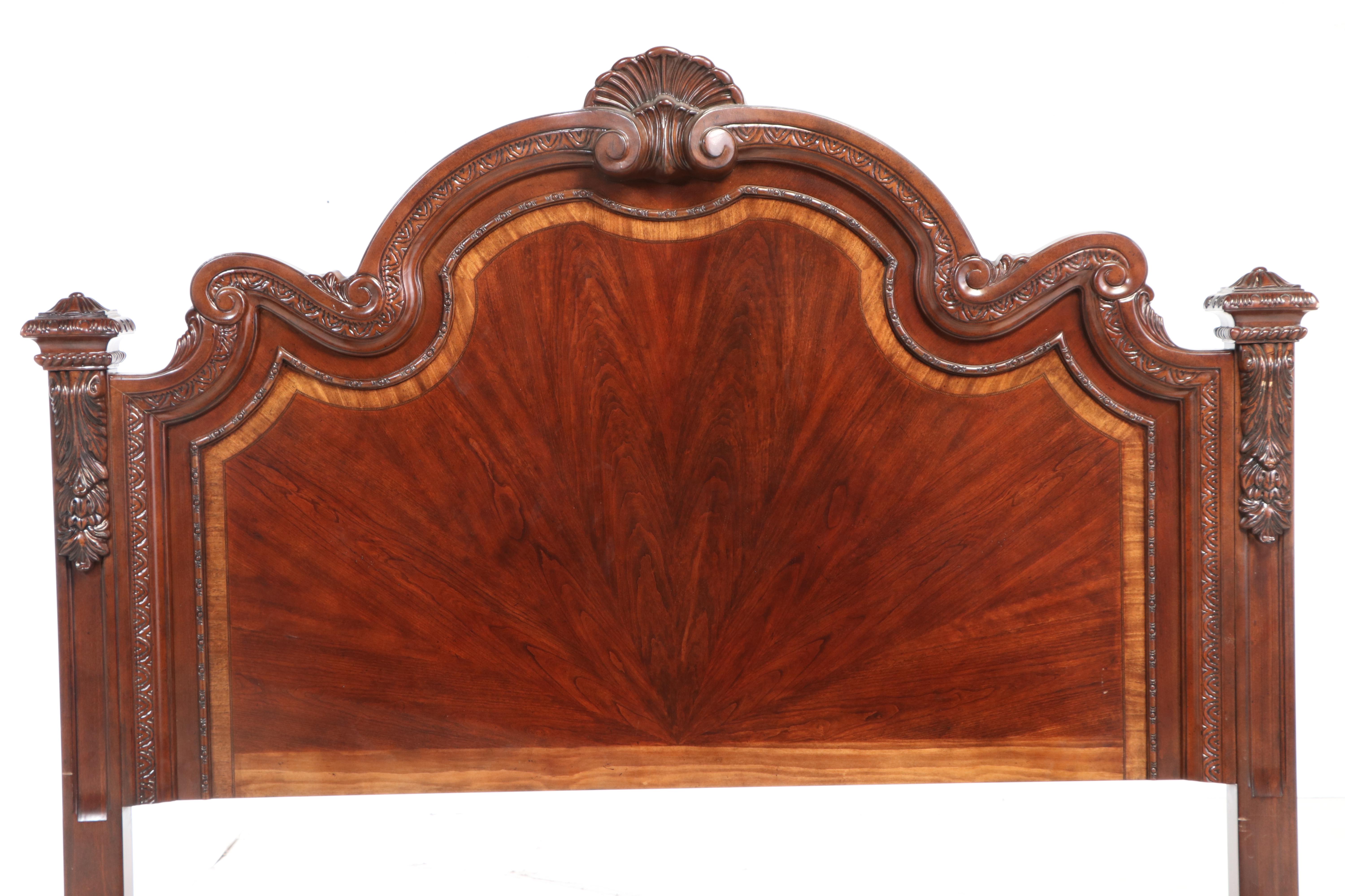 Markor George III Style Mahogany and Ebonized Wood King Size Bed Frame