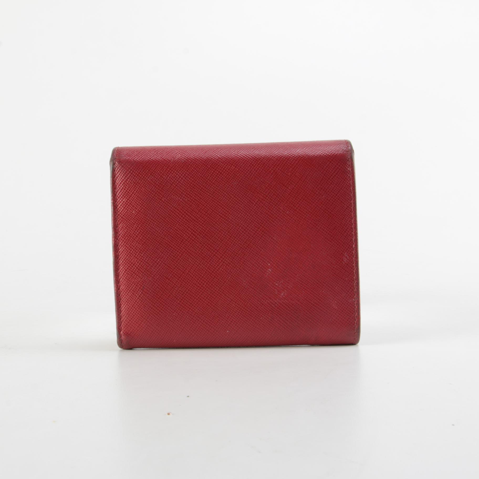 Prada Red Saffiano Leather Bifold Flap Wallet