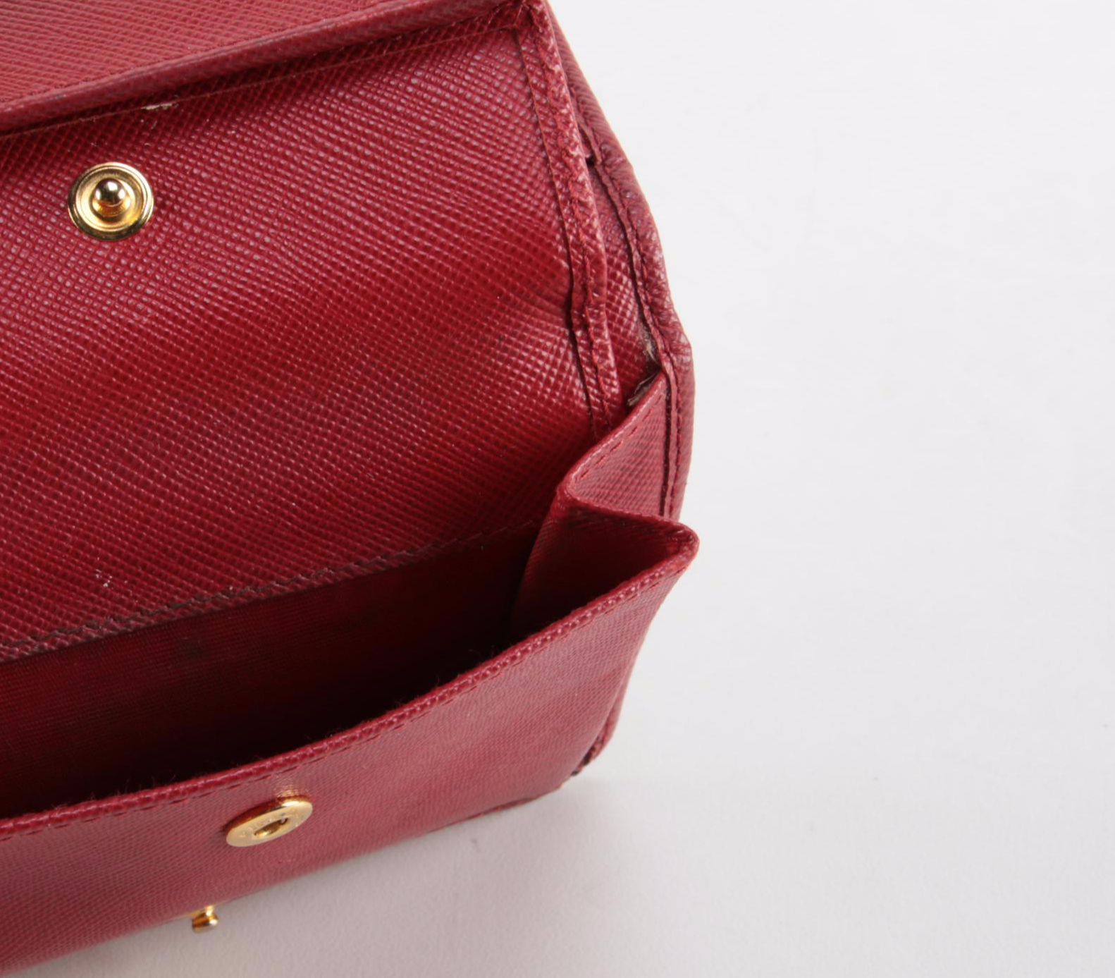 Prada Red Saffiano Leather Bifold Flap Wallet