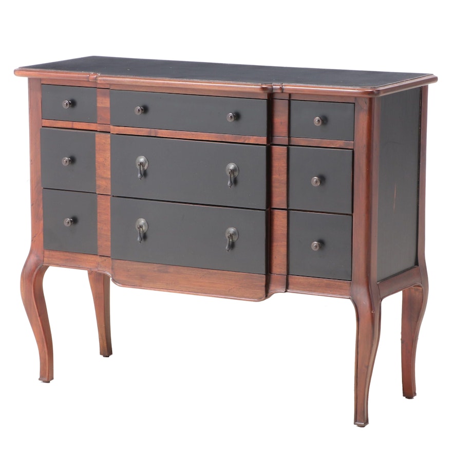 Uttermost French Provincial Style Parcel-Ebonized Nine-Drawer Commode